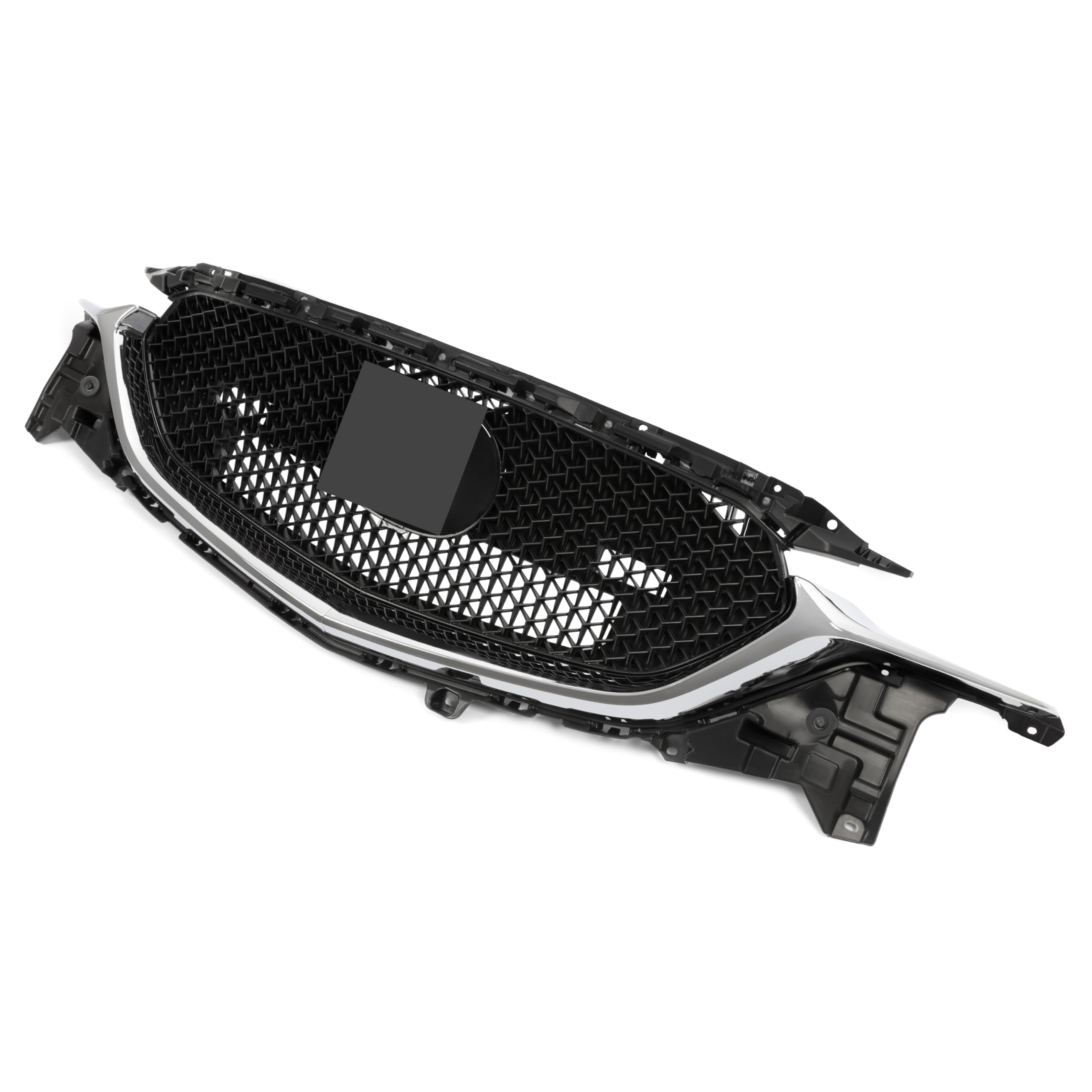 KUAFU Front Bumper Grille for 2017-2021 Mazda CX-5, Black+Silvery, Plastic, Model GO-2988