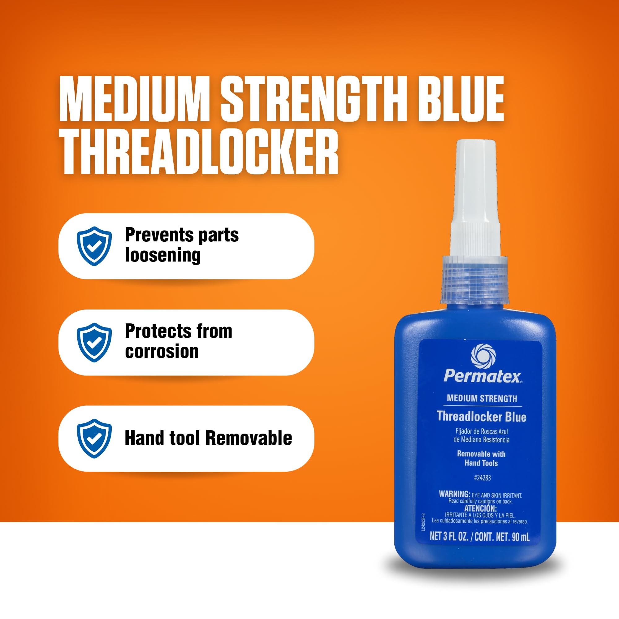 Permatex 24283-6Pk Threadlocker Blue Medium Strength,Thread Lock & Screw Glue For Bolts Nuts & Fasteners To Prevent Loosening &