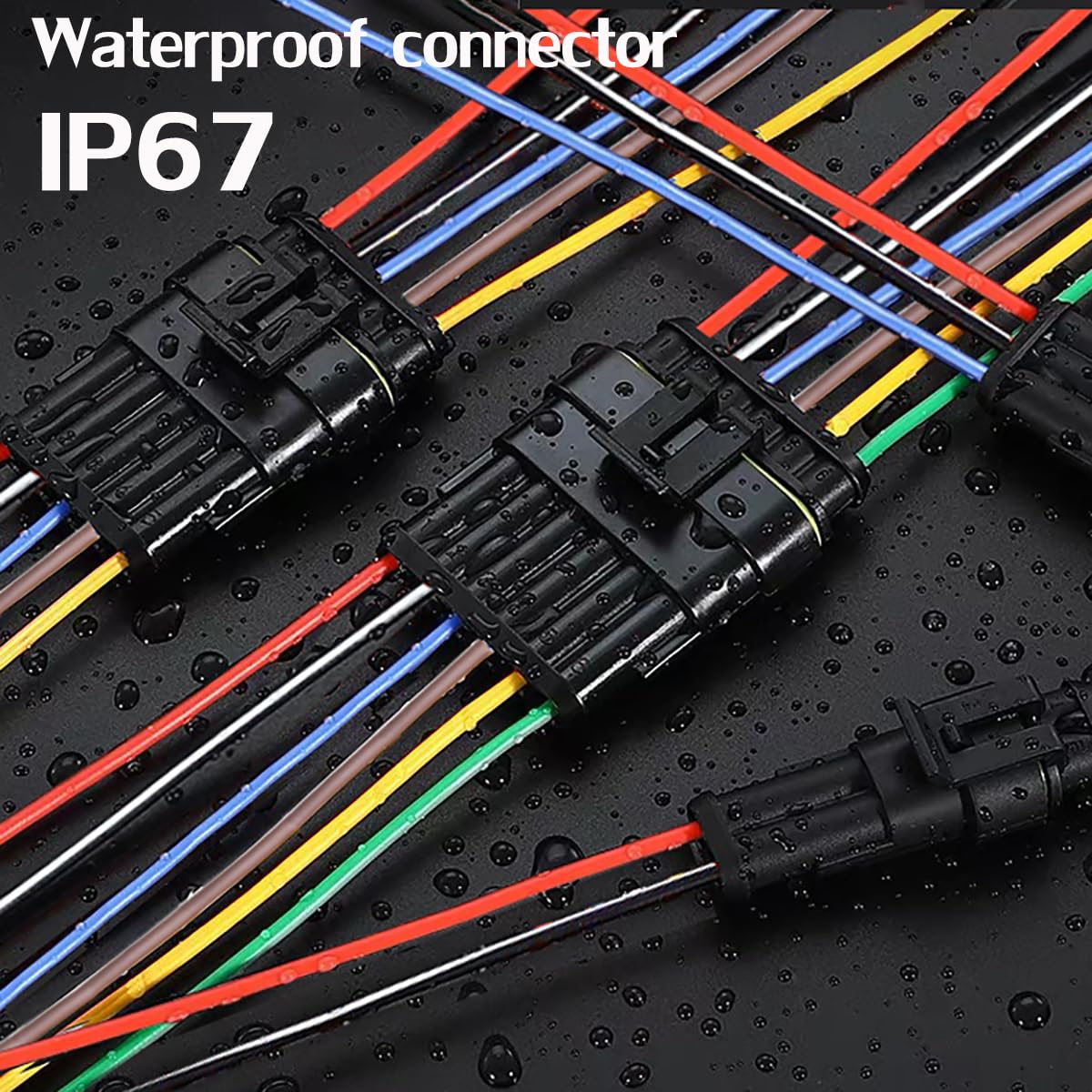 QOFOWIN 5 Pin Connector Waterproof,5Pin Way Car Electrical Connector,with Wire 16 AWG Marine for Car,Truck,Boat,Motorcycle and O