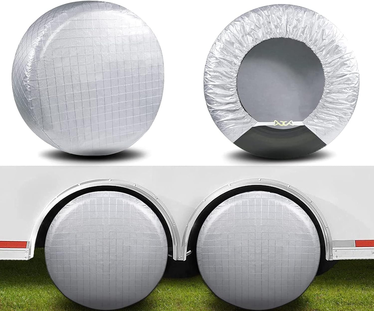 Amfor Tire Covers Set Of 2, Waterproof Anti-Uv Sun Snow Rain Tire Covers For Trailers, Rv, Camper, Suv, Truck, Fit 24-26 Inches