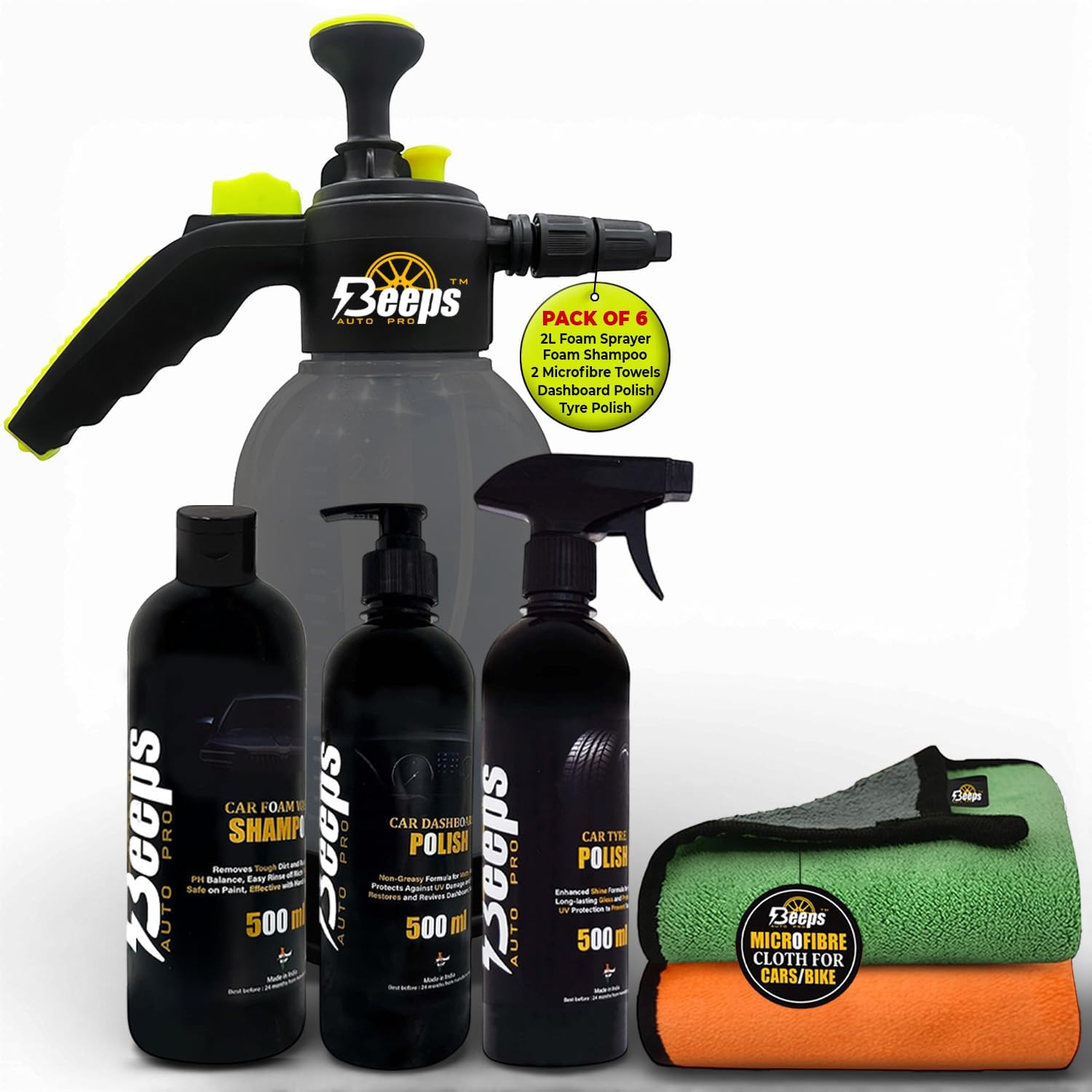 Beepsautopro 2L Foam Sprayer For Car & Bike Washing | Manual Pump Car Shampoo Foamer, Thick Snow Foam Wash Sprayer, Pressure Com