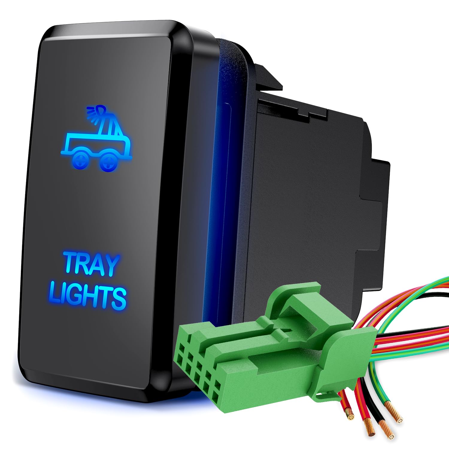 Nilight Tray Lights Push Button Switch 12V On Off Switches With Connector Wire Kit 1.54'' X 0.83'' Replacement For Toyota Fj Cru
