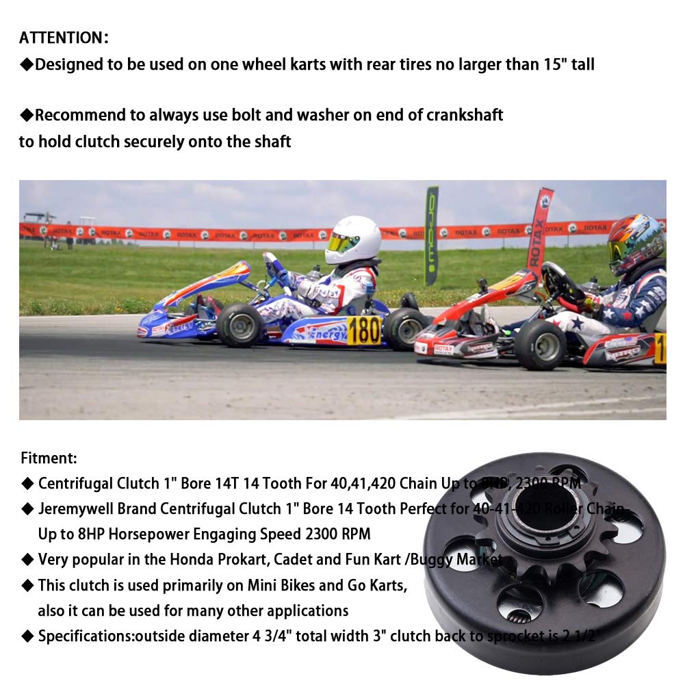MOOSUN Go Kart Centrifugal Clutch 1" Bore, 14 Teeth for 40/41/420 Chain, Iron, Model MS-56221