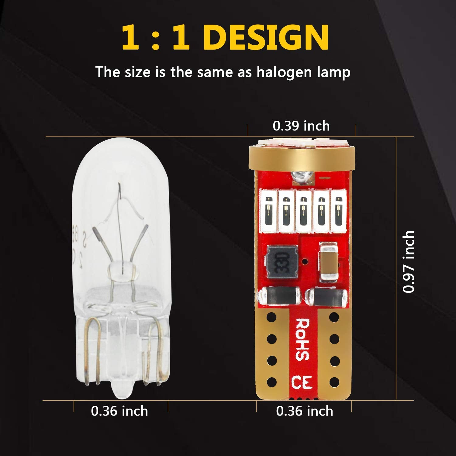 Phinlion 194 Green Led Bulb Super Bright 168 175 2821 T10 15-Smd 4014 Chipsets Wedge Led Replacement Bulbs For Dome Map Reading