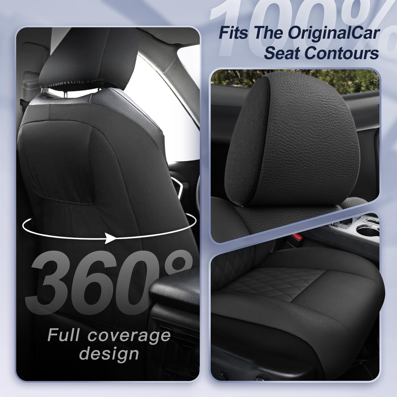 Giant Panda Front Faux Leather Seat Covers Custom Fit For Jeep Grand Cherokee Wk2 2011-2021 Laredo Limited Overland Altitude Sum