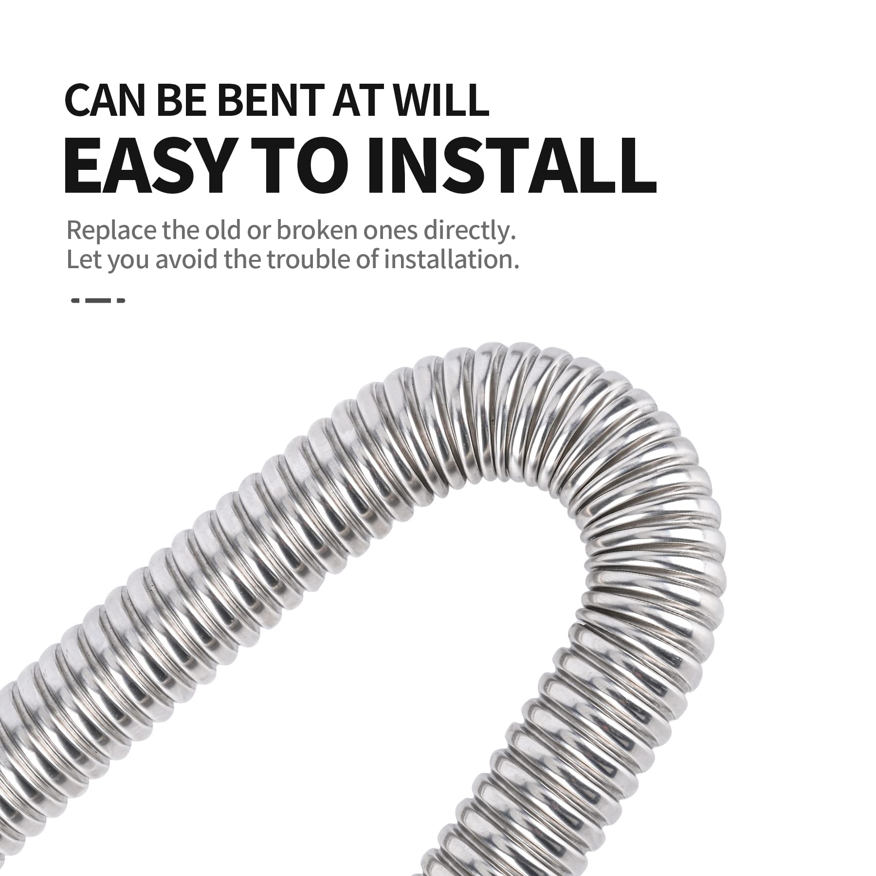 23.6 Inches Stainless Steel Exhaust Hose, 2.5cm/ 1 In Fuel Tank Diesel Gas Vent Hose Length, Flexible Exhaust Tubing Diesel Heat