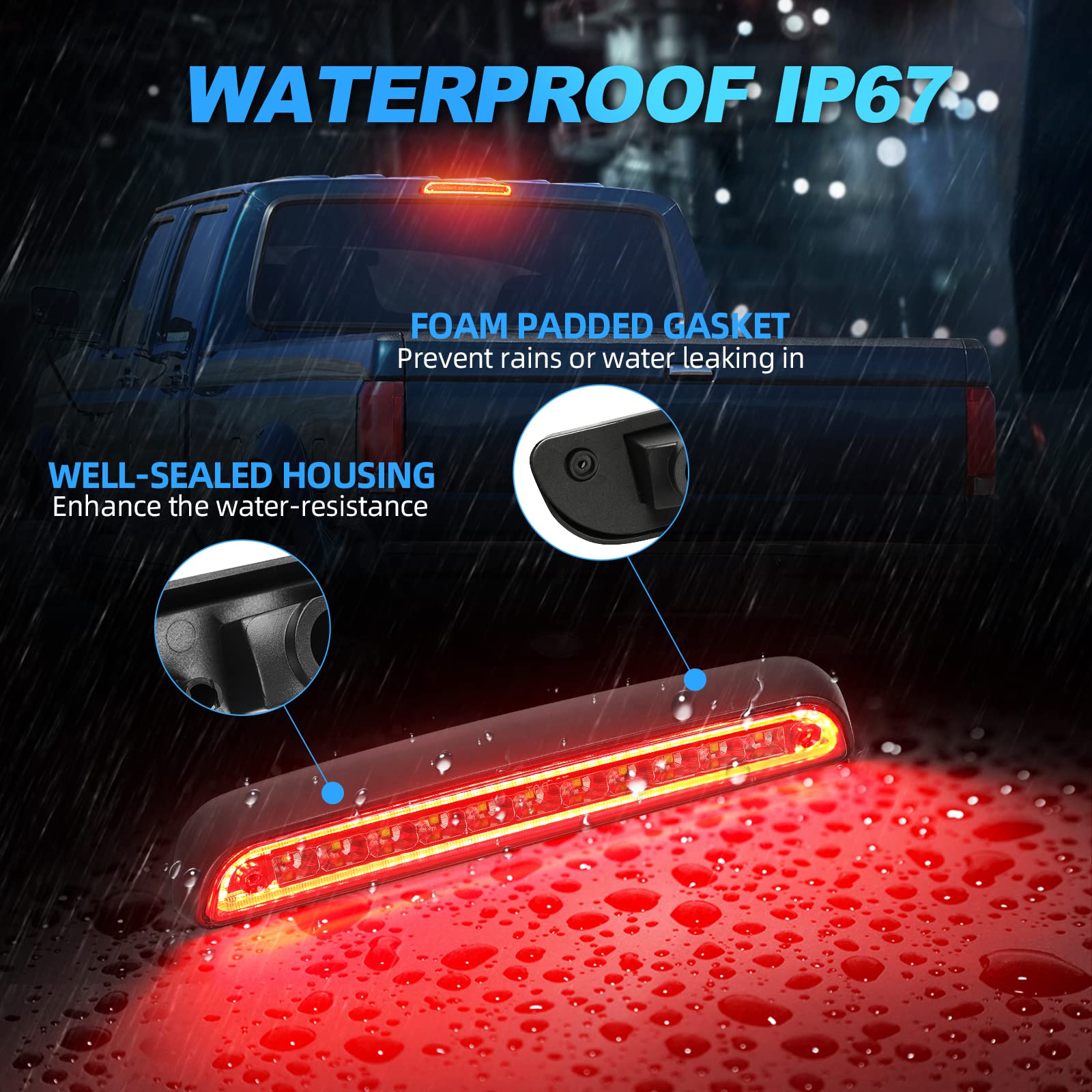 Suparee Led Third Brake Light Smoked Lens Fit For 2004 2005 2006 2007 2008 Ford F150, 3Rd Brake Light Assembly Roof White Cargo