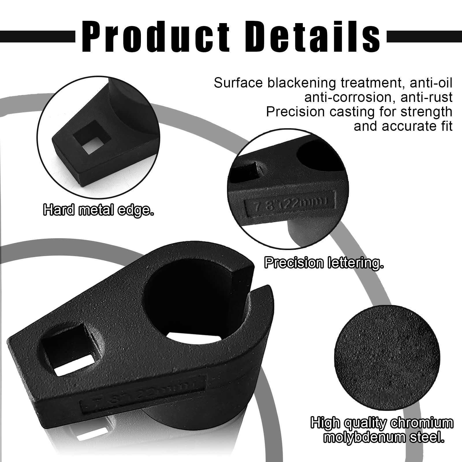 Offset Oxygen Sensor Socket, 3/8-Inch Drive By 7/8-Inch 22Mm, Wire Gate Accesses Sensor From Side, Preventing Damage To Wires, U