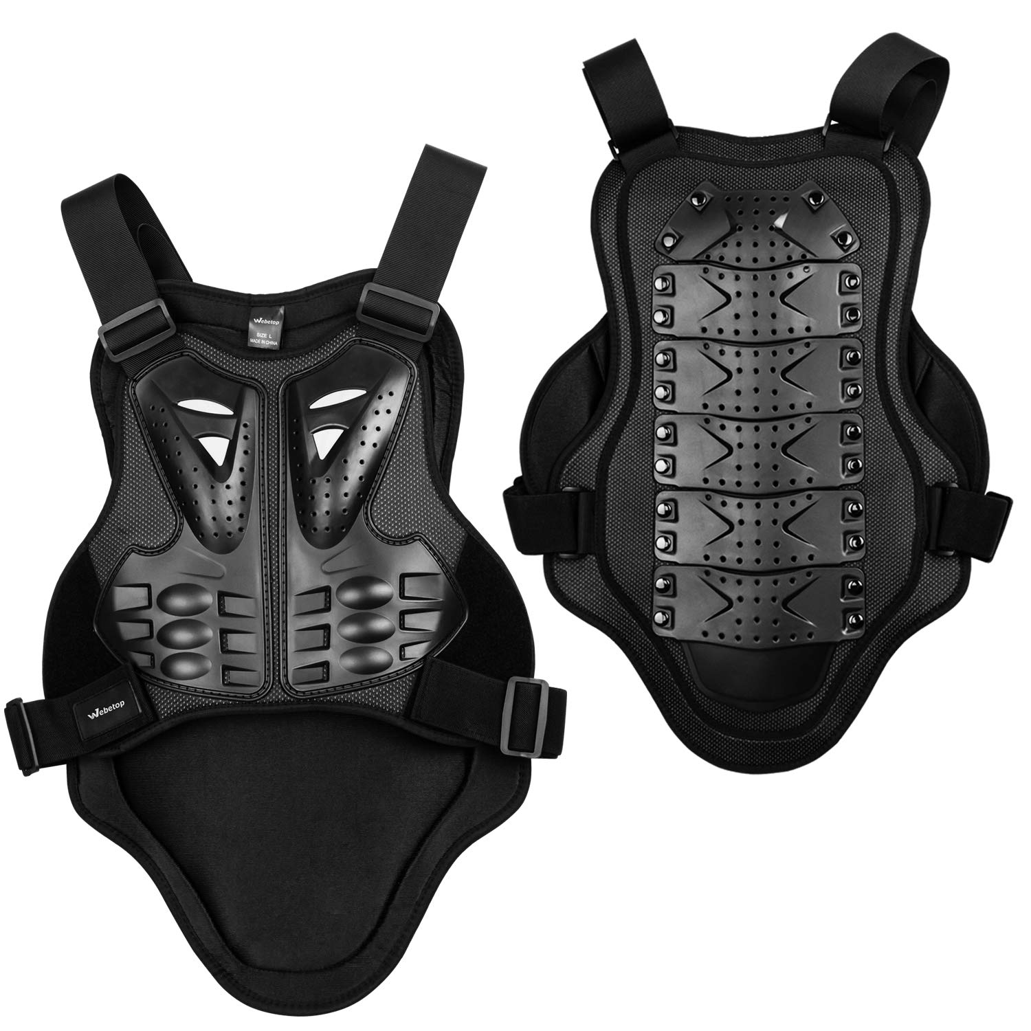 Webetop Motorcycle Armor Vest Protector L - Black Foam Chest Protector for Dirt Bike, MTB, Off-Road Racing, Model WT010101L-FUS