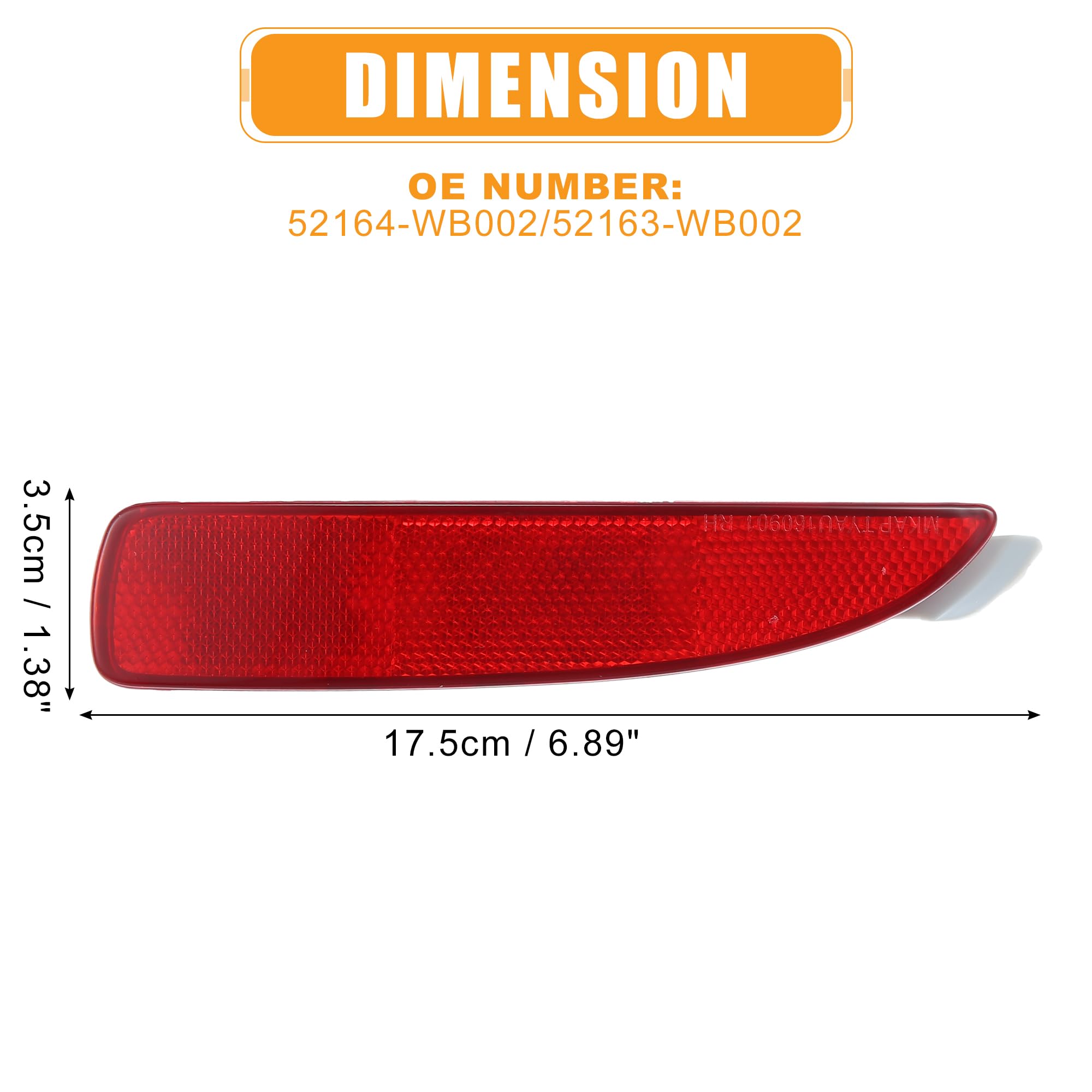 X Autohaux 1 Pair Rear Bumper Reflector Side Marker For Toyota Yaris 2017-2020 Bumper Reflector Strip No.52164-Wb002/52163-Wb002