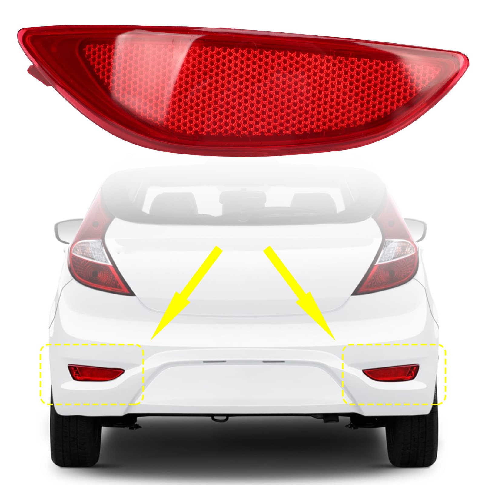 Rear Bumper Night Reflector Rear Bumper Reflector Red Warning Waterproof Shock Resistant Replacement for Hyundai Accent LE SE (L