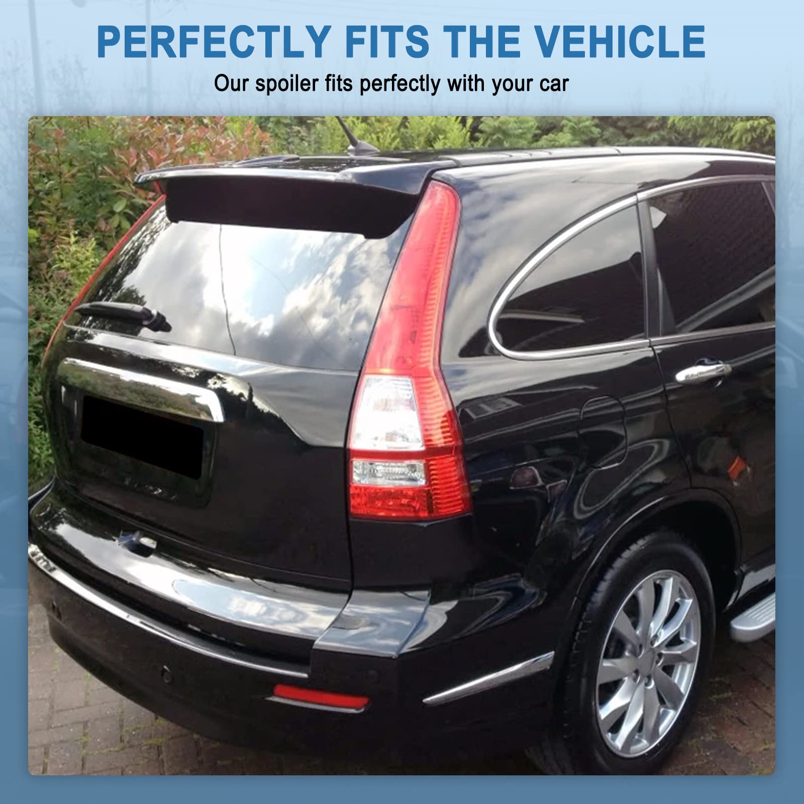 ZSPART Rear Roof Spoiler for 2007-2011 Honda CR-V, Matte Black ABS with 3rd Brake Light, Adjustable Size