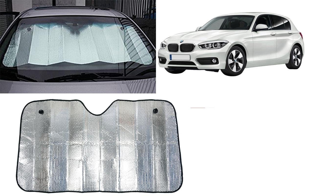 Auto Pearl Collapsible Mesh Foldable Auto Front/Rear Window Silver Sun Shade Car Windshield, 130 * 60Cm for 1 Series
