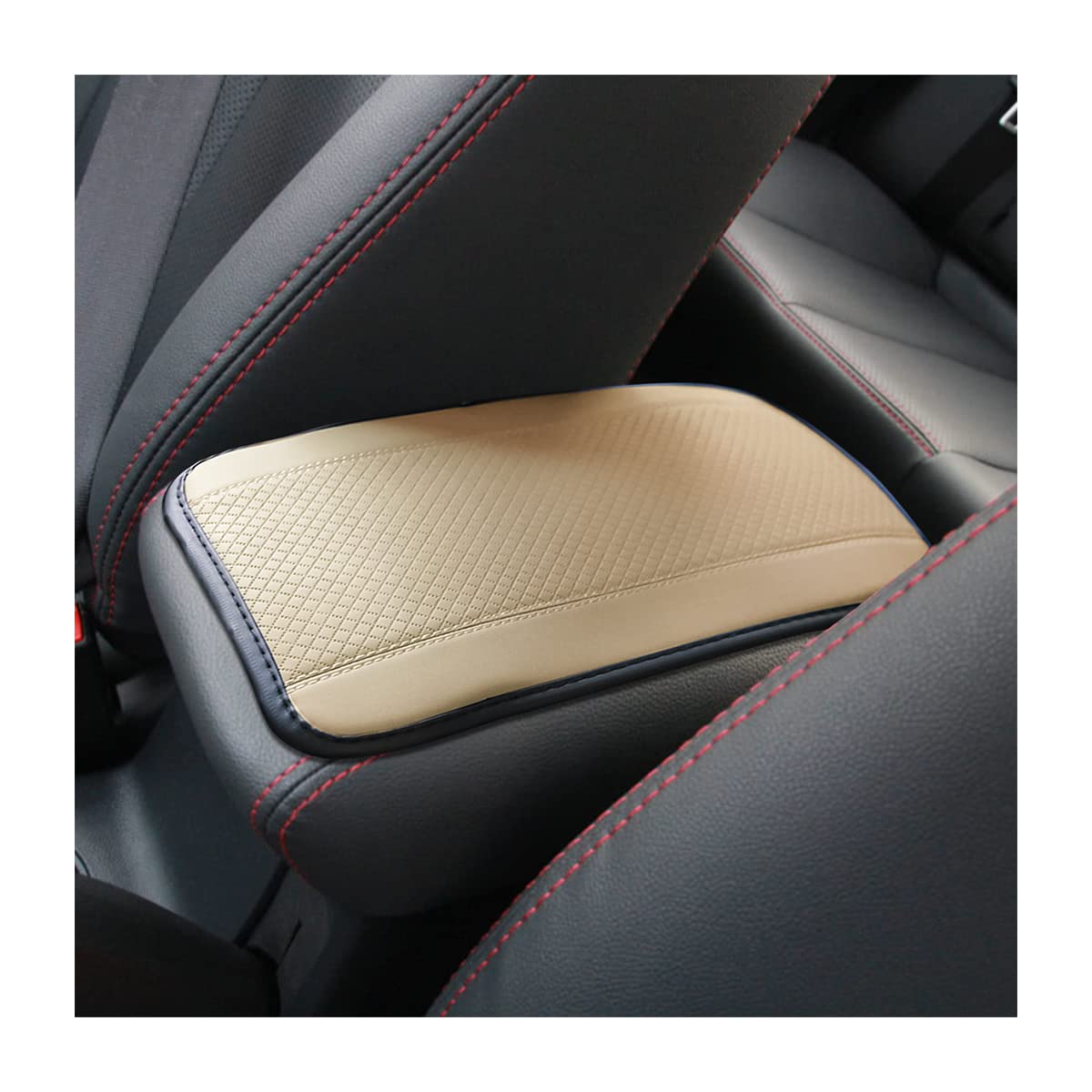 Auto Center Console Pad, Pu Leather Car Armrest Seat Box Cover, Waterproof Non Slip Soft Armrest Box Cushion Protector, Car Accessories For Women Men, Universal For Suv, Truck, Van (Beige)