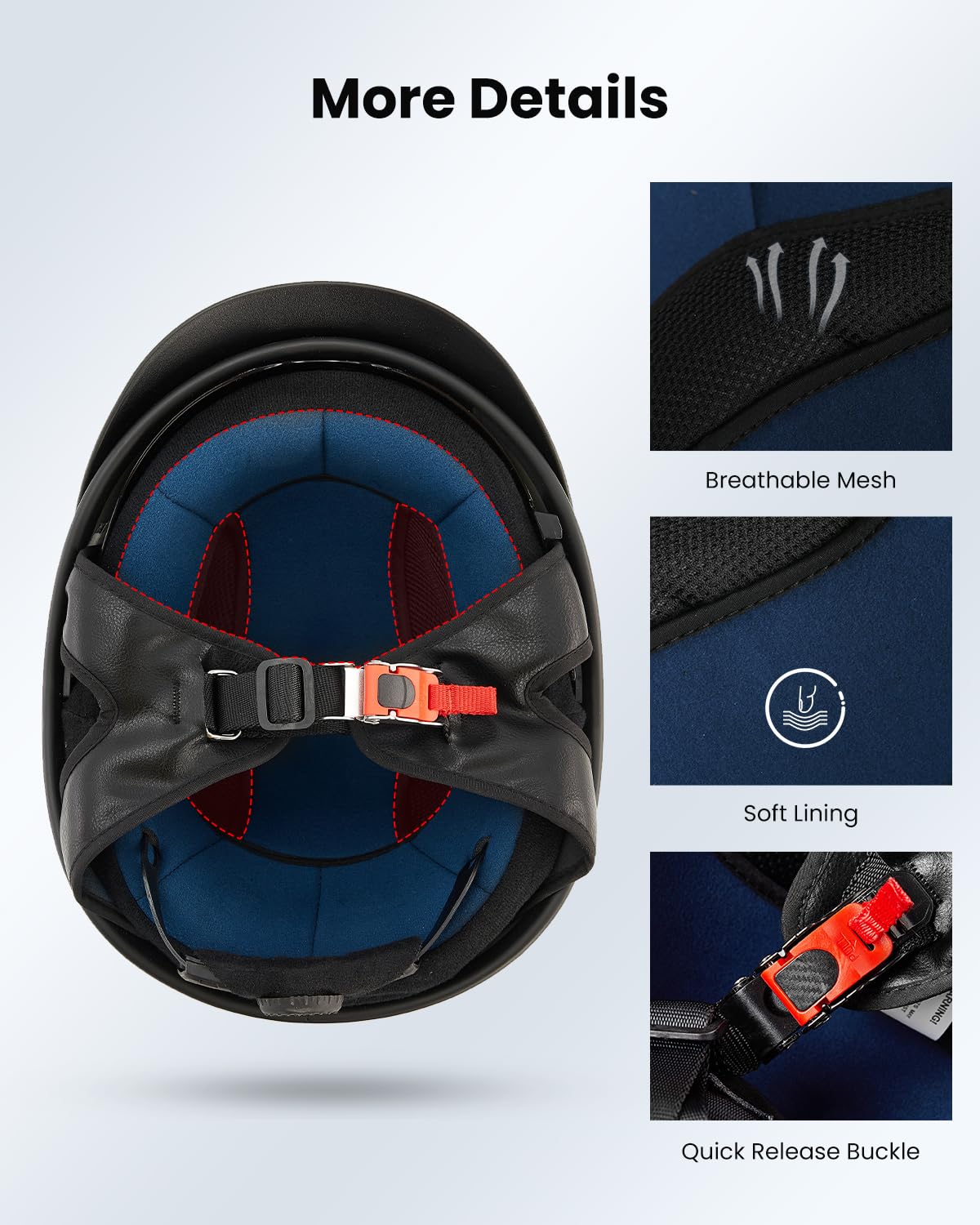 ILM Half Helmet Motorcycle Open Face, Large, Matt Black, ABS, Model-205V, DOT Approved, Quick Release Buckle