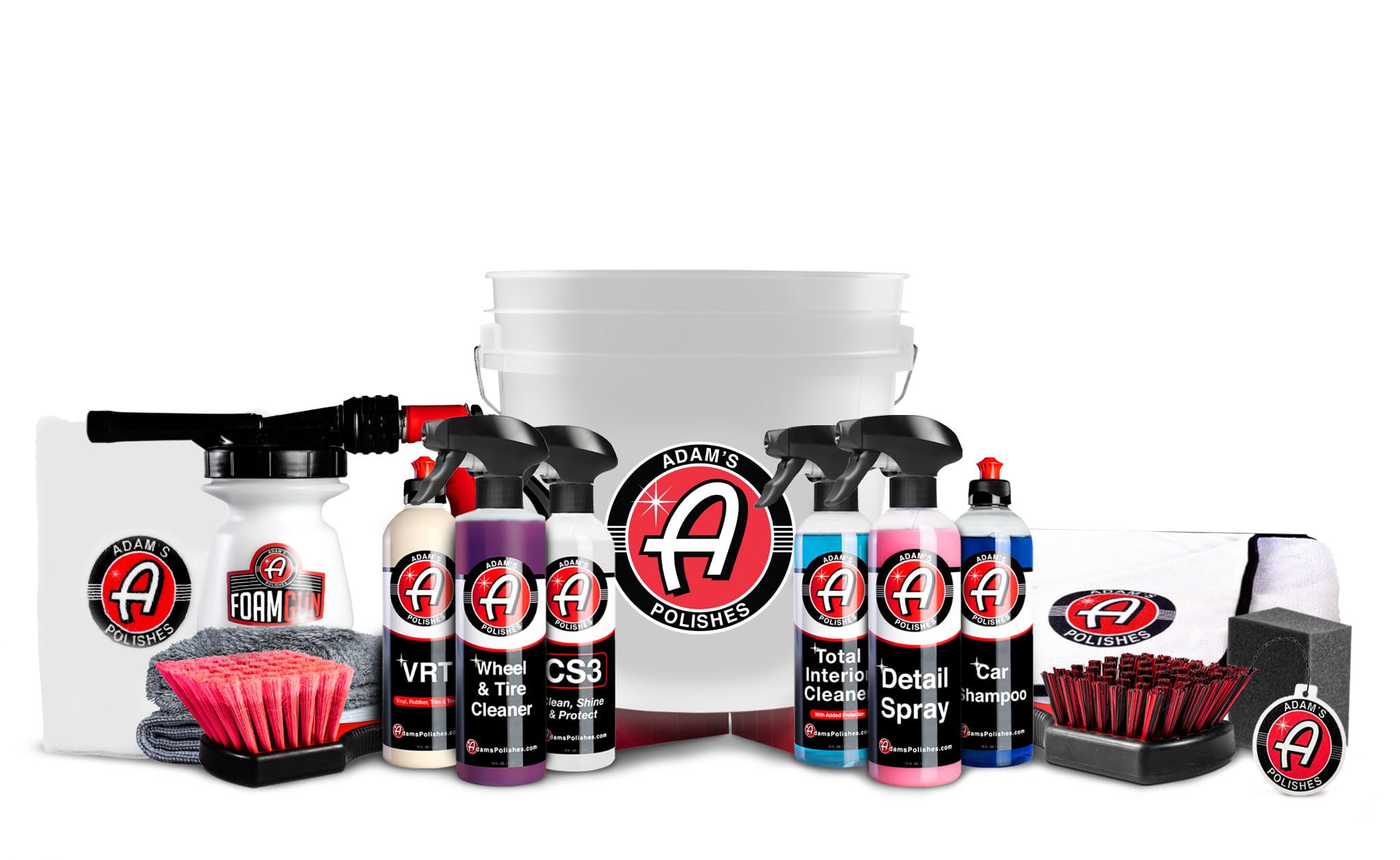 Adam'S Essential Car Wash Kit (17-Item) - Auto Detailing Car Care Cleaning Kit With Foam Gun & Bucket Car & Truck Lovers, Dads,