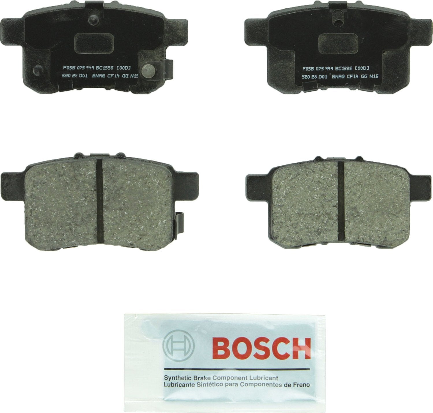BOSCH BC1336 QuietCast Premium Ceramic Disc Brake Pad Set - Compatible with Select Dodge Journey; Honda Accord; REAR