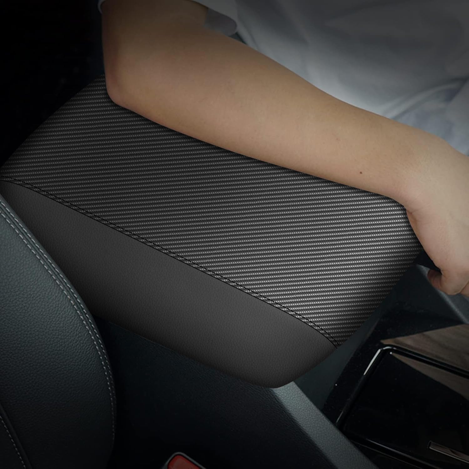 Aomsazto Armrest Covers For 2019-2024 Nissan Altima Carbon Fiber
