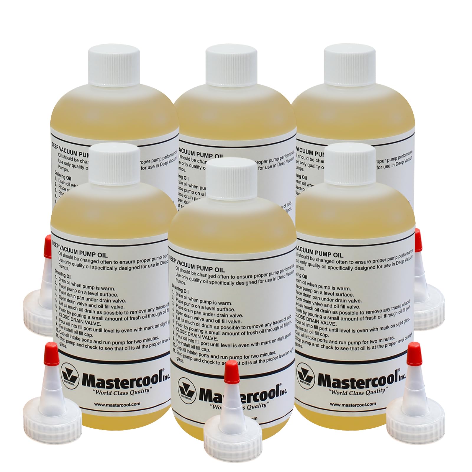 Mastercool 90010-6 Vacuum Pump Oil - Professional-Grade, 10 oz Bottles (6 Pack) - High Viscosity Deep Vacuum Oil for HVAC and Au