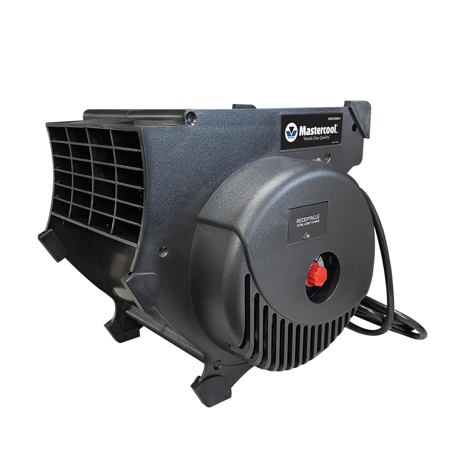 Mastercool 300 CFM Blower Fan (20300-A), Cools & Dries, 3-Speed, Impact-Resistant ABS, Adjustable Feet, 2 Grounded Receptacles, 