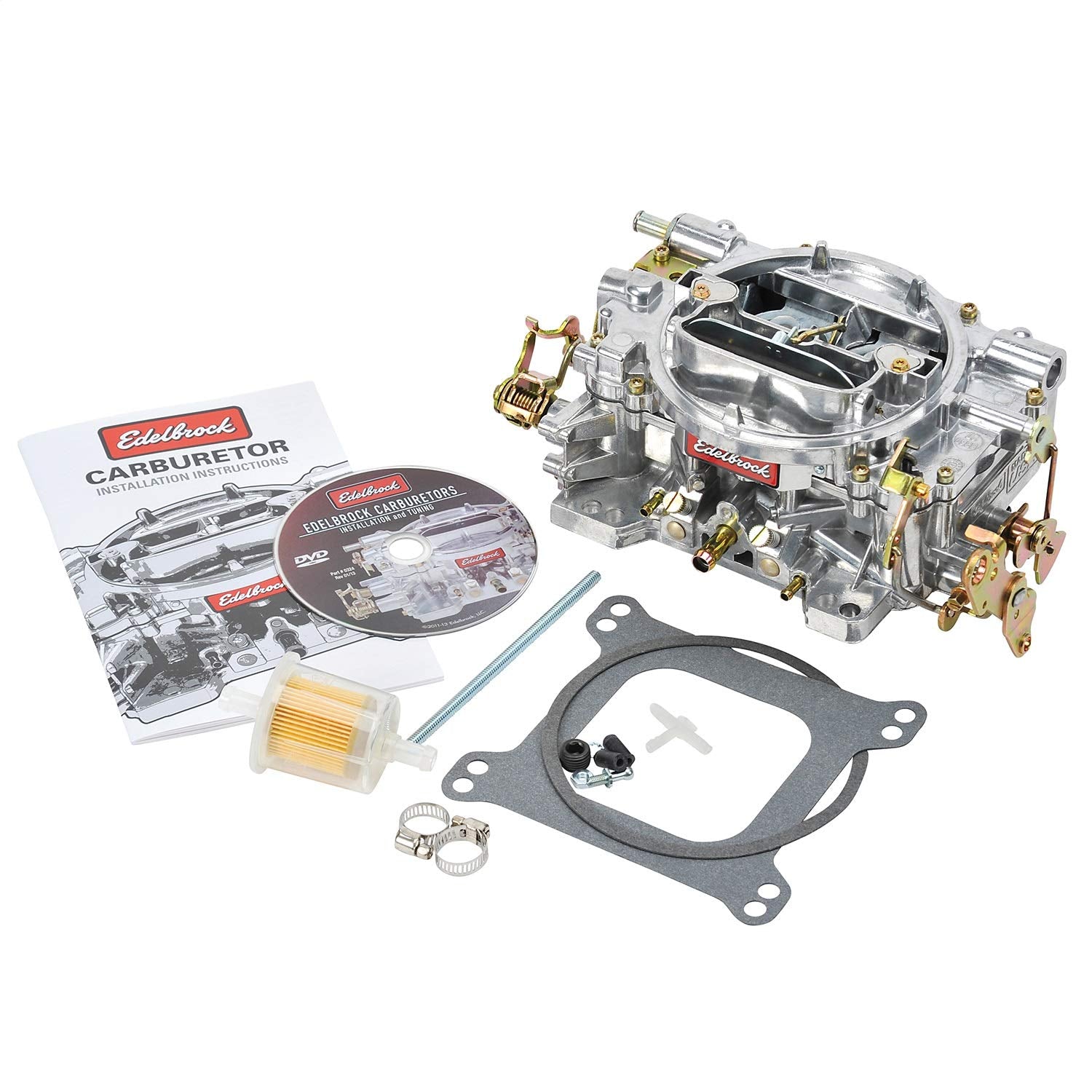 Edelbrock 1405 Performer Carburetor, 600 CFM, Square Bore, Aluminum, Silver, Manual Choke