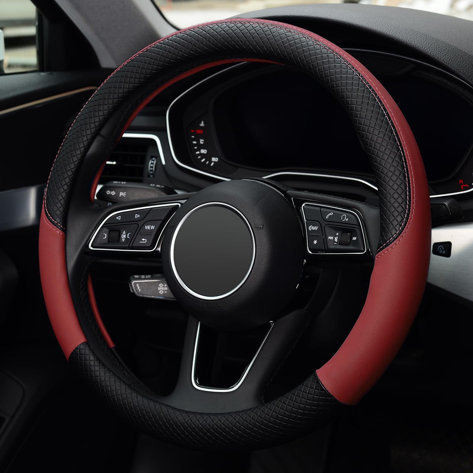 Labbyway Steering Wheel Cover, Universal 15 Inch Microfiber Leather Car Wheel Protecto, Skidproof, Stable, Warm In Winter And Co
