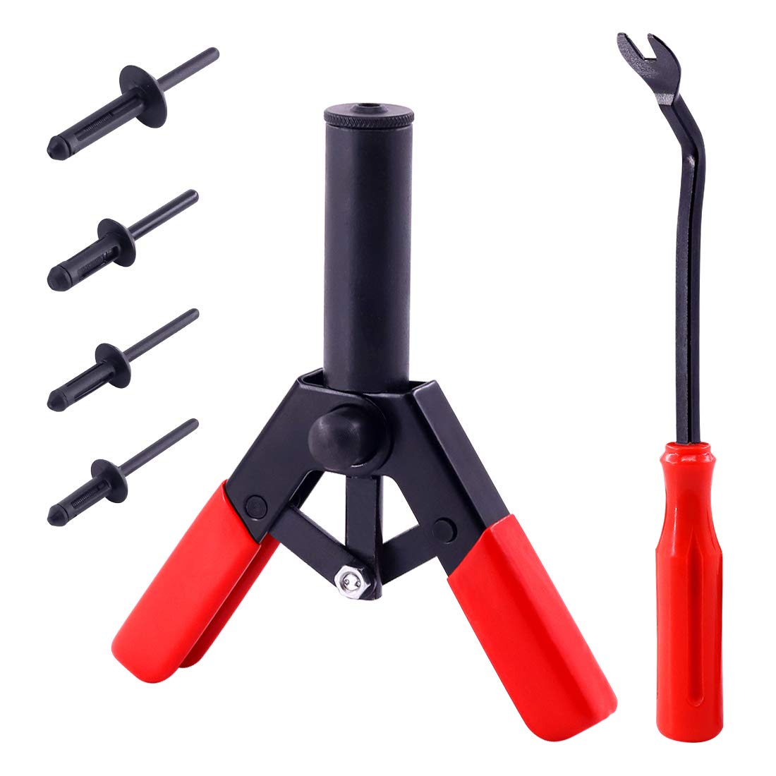 Swpeet 41Pcs Poly Rivet Gun Set With 1Pcs Rivet Removal Tool, Poly Rivet Tool For All Plastic Rivets Safe Metal Or Plastic Clips Removal - Free Fastener Remover Included