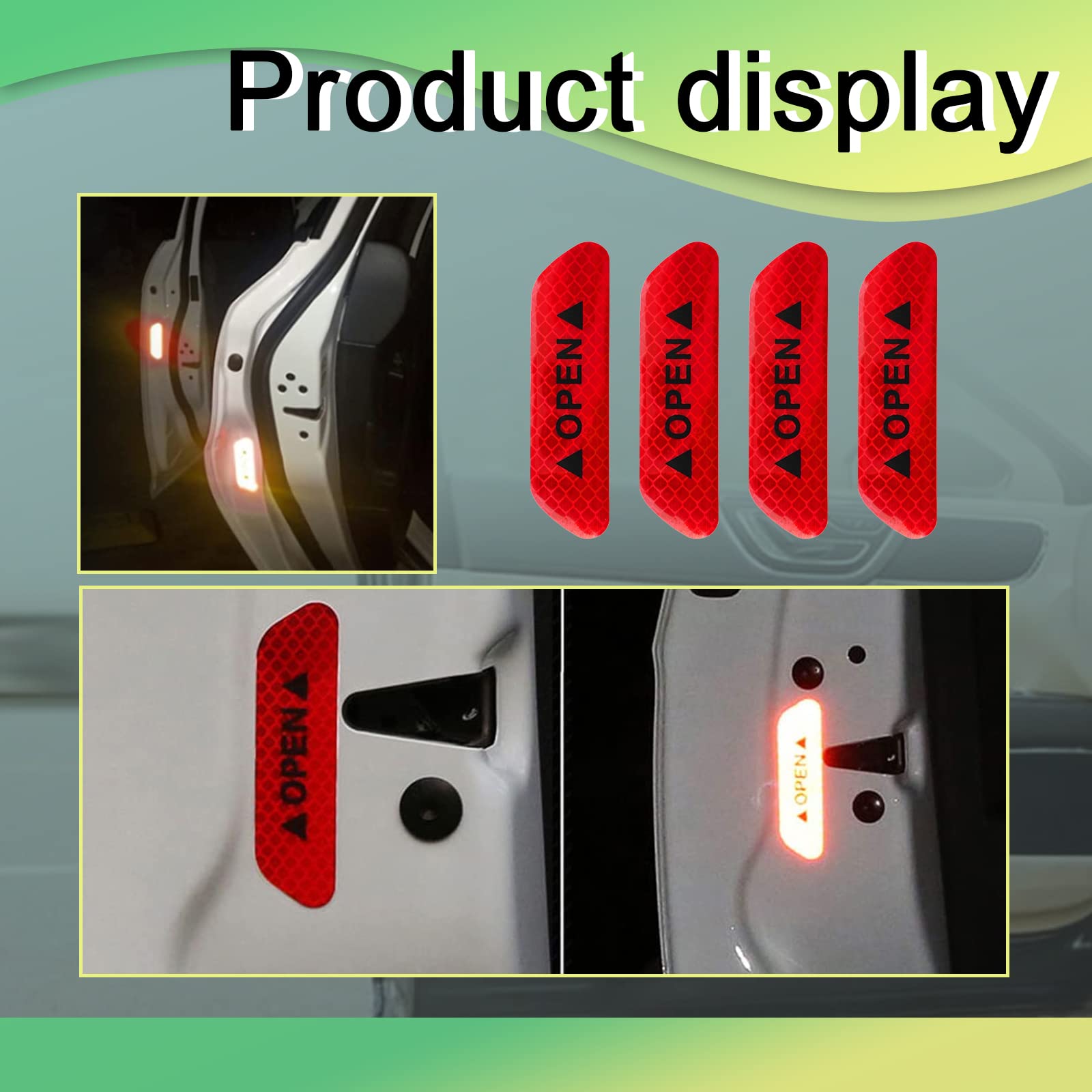 4PCS Universal Car Door Open Prompt Warning Stickers, Anti-Collision Safety Reflective Decal Tape, Car Accessories Universal for