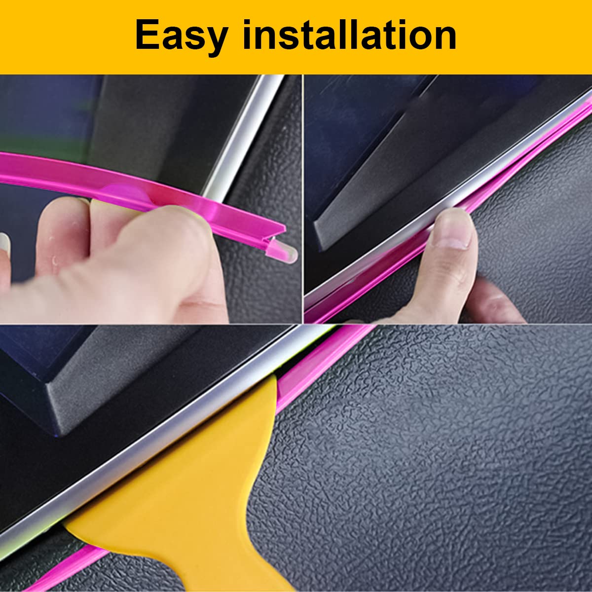 El Wire Interior Car Led Strip Lights, 10Ft/3M Usb Auto Neon Light Strip With Sewing Edge, Electroluminescent Car Ambient Lighting Kits With Fuse Protection, Car Decoration Accessories (Purple/10Ft)