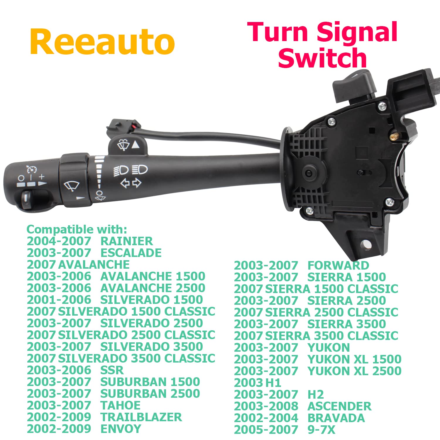 Multi-Function Combination Turn Signal Switch Wiper Dimmer Switch Compatible With 2002-2009 Trailblazer Escalade Envoy, 03-06 Si