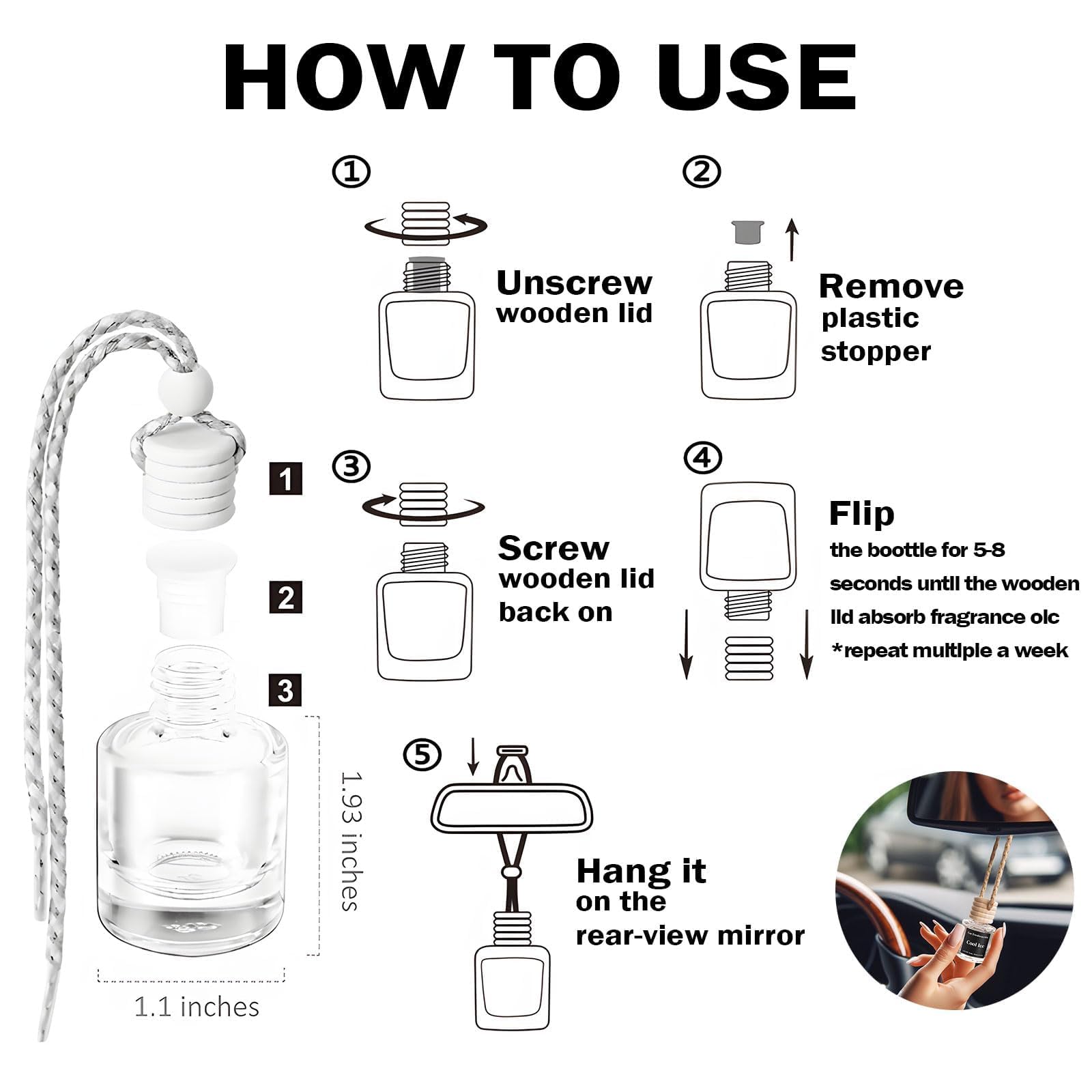 Car Air Freshener Hanging Diffuser, Essentials Oil Car Fresheners for Car Long Lasting Fragrance Car Air Diffusers, Made in USA