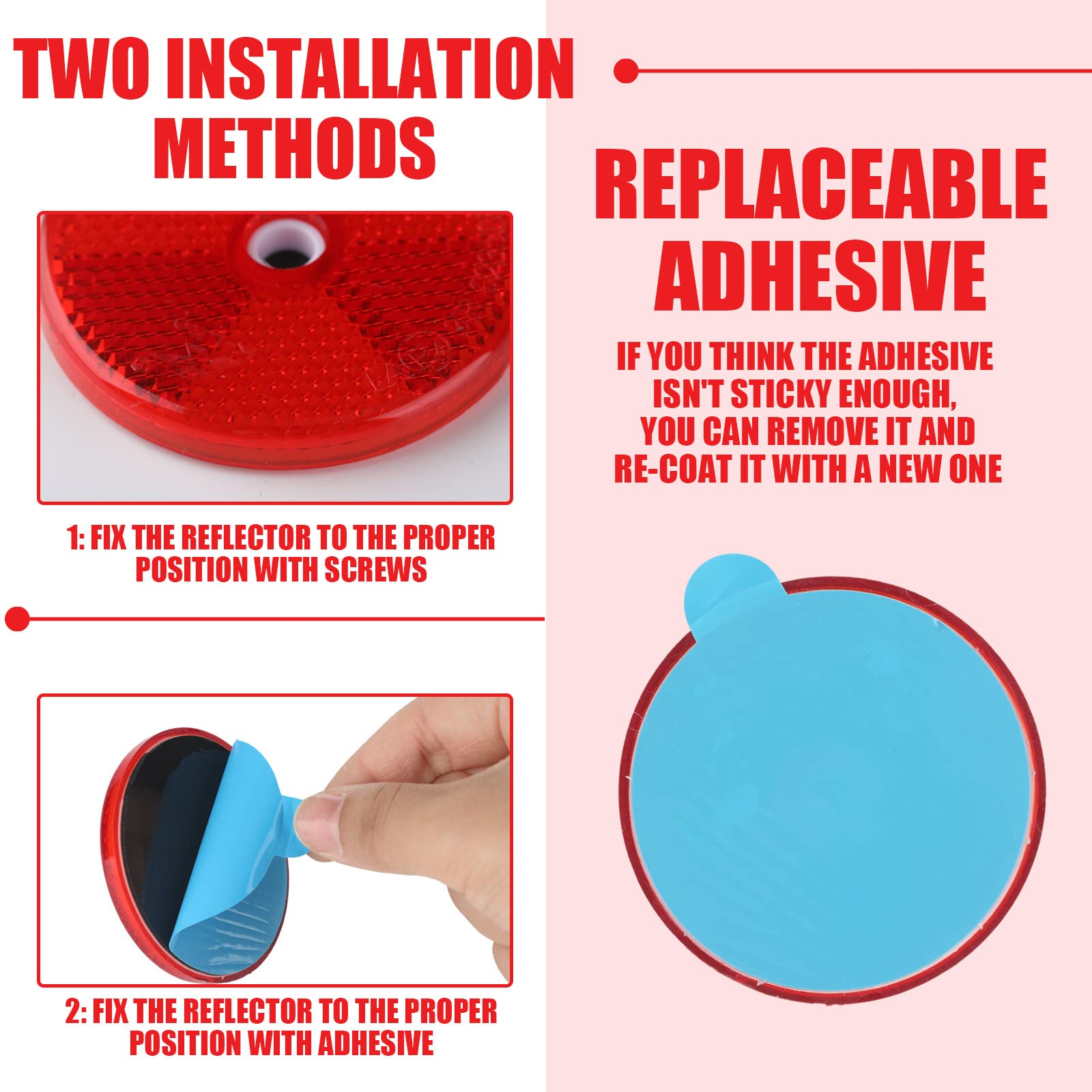 16 Pack Front Reflector Round Reflector for Driveway Fence Gate Posts Trailers Safety Reflectors with Center Mounting Holes Auto
