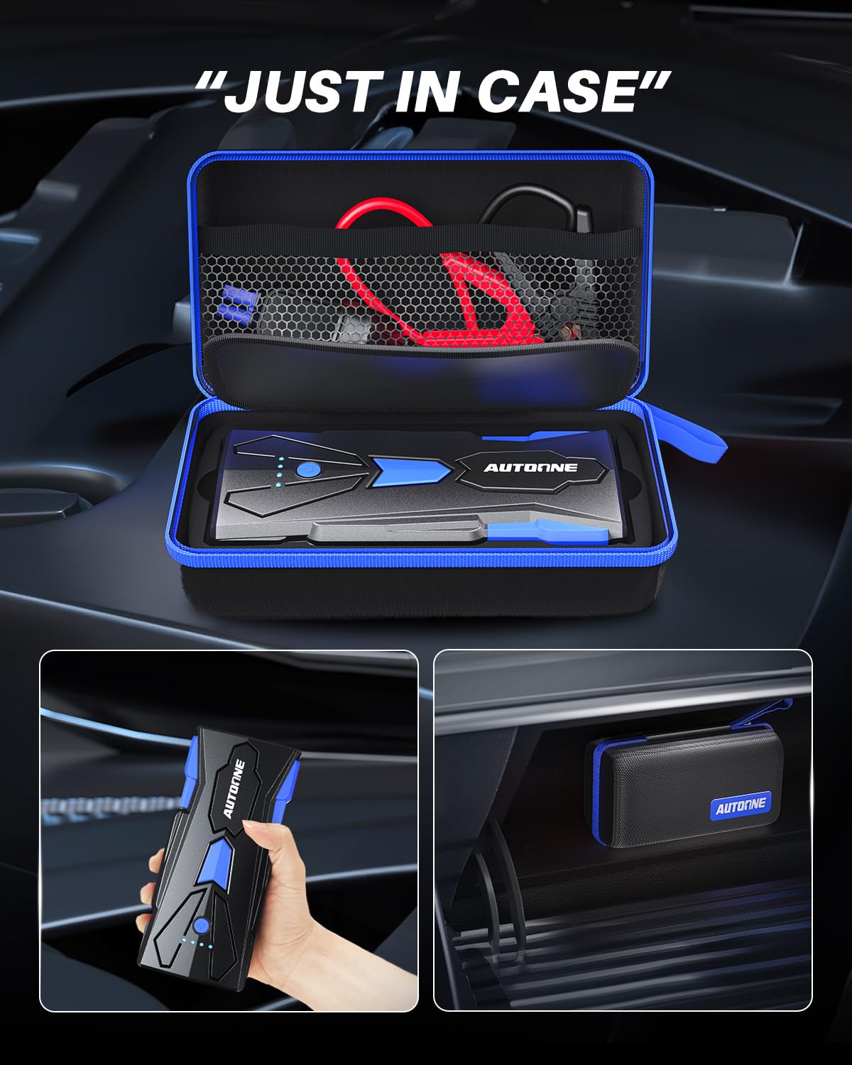 AUTOONE 6000A Car Battery Jump Starter, 12V Portable Jumper Box with USB Output, Model JS02, for Gas & 12L Diesel Engines