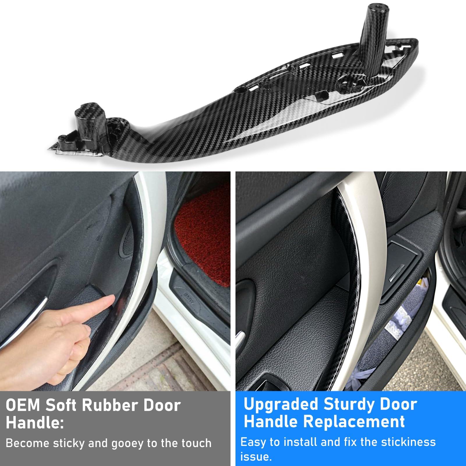 Jaronx BMW Door Handle Replacement Set - 4PCS ABS Carbon Fiber for 320i, 325i, 328i, 330i, 335i, 340i F30