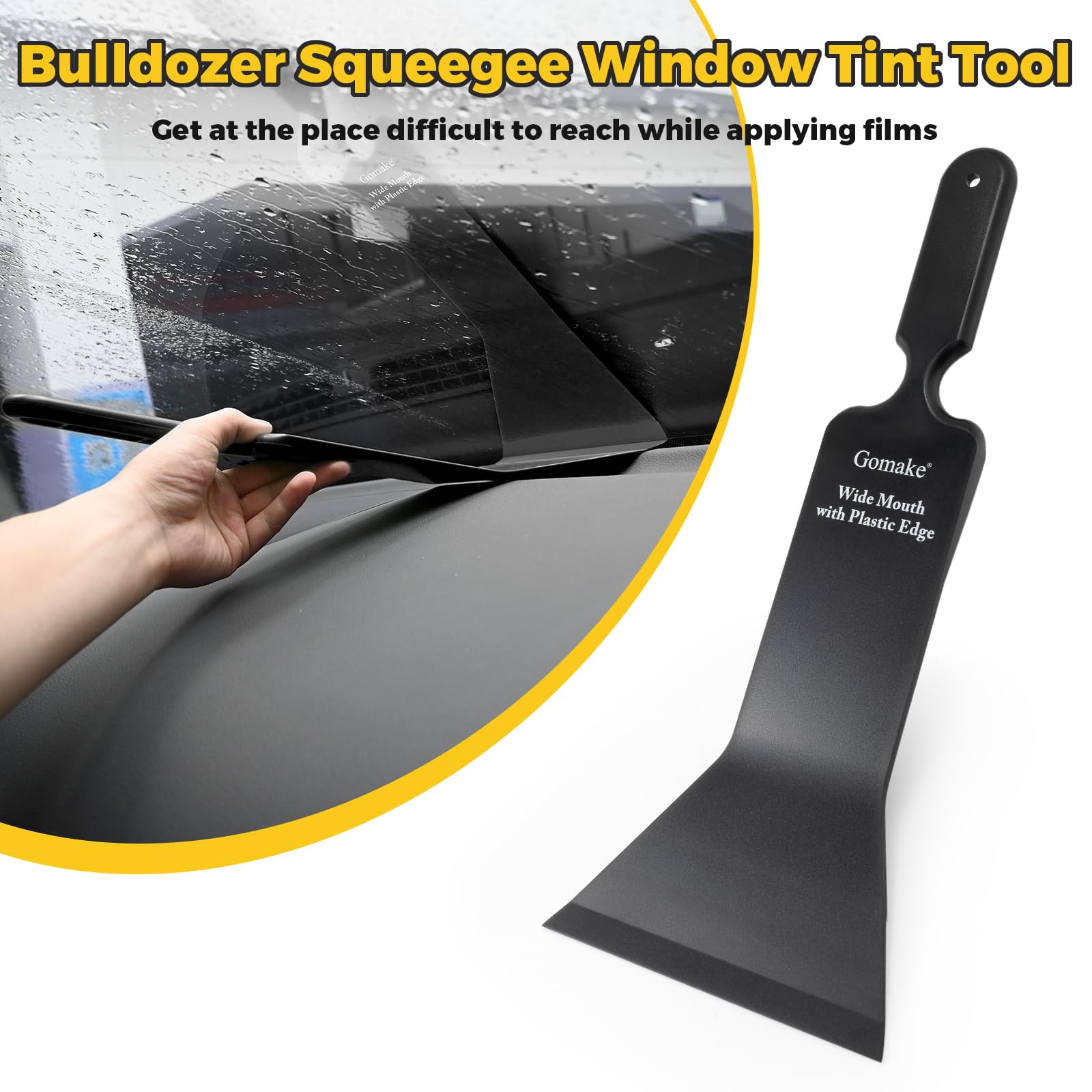 Gomake Window Tint Kit - Vinyl Wrap Tools with Squeegee, Scrubber, Rubber Blade Scraper, Film Cutter, Model WS65-GM, Black