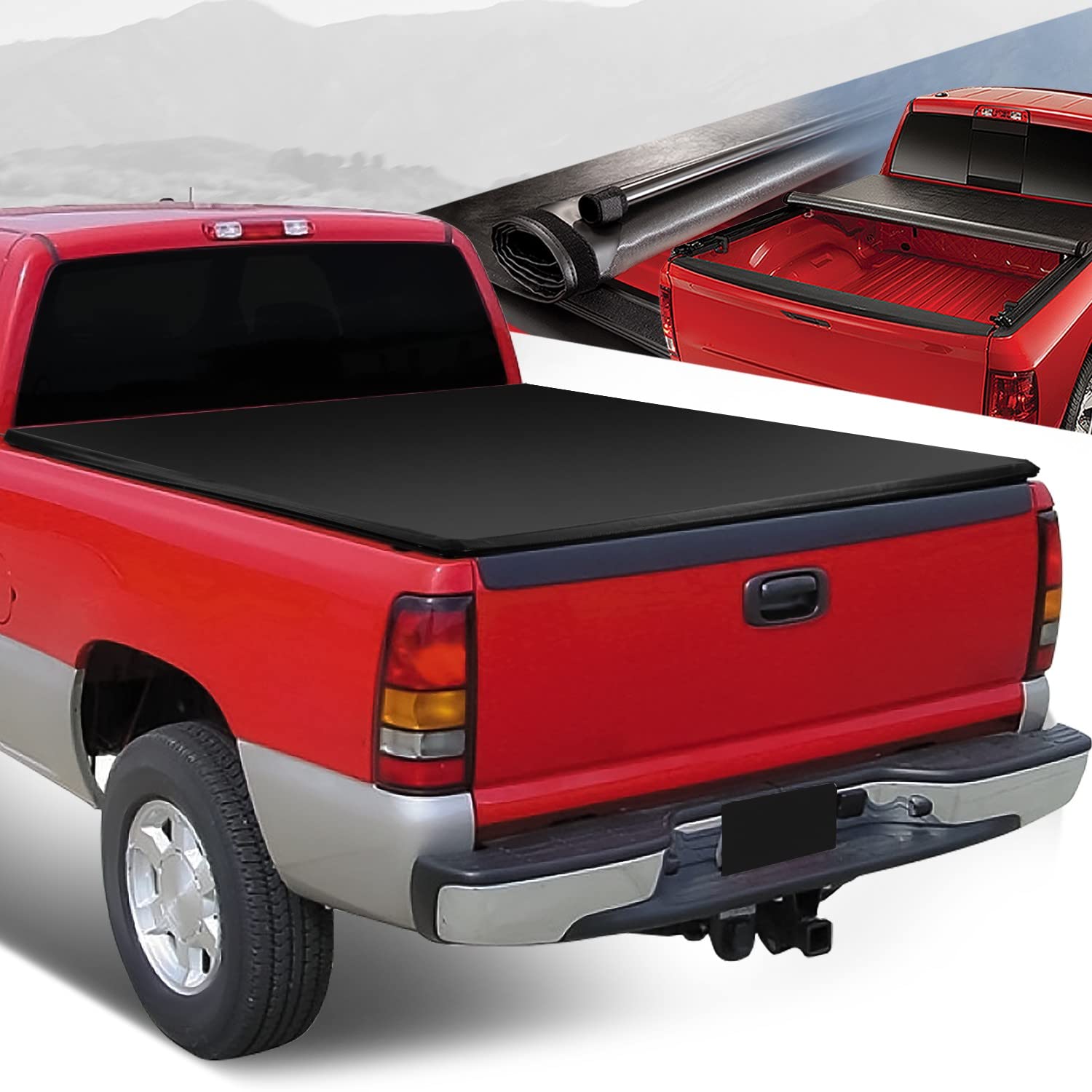 Auto Dynasty Soft Roll-Up Truck Bed Tonneau Cover Compatible With 2007-2014 Chevy Silverado Gmc Sierra 1500 2500Hd 3500Hd 6.5Ft