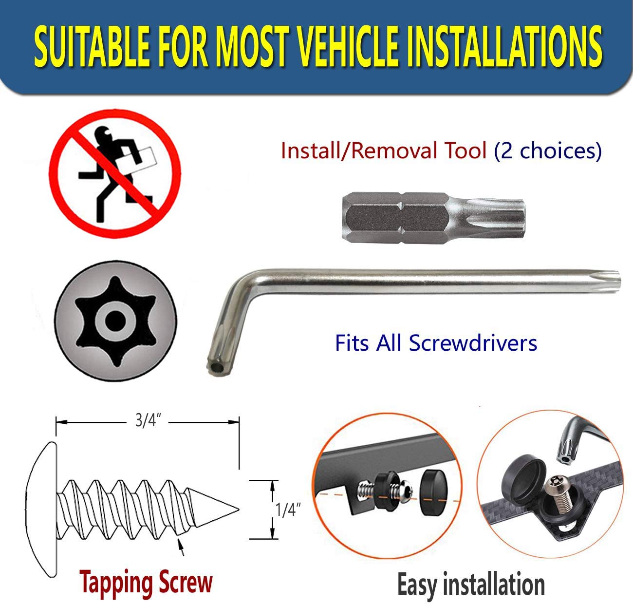 Zxfoog Stainless Steel License Plate Screws- Rustproof Plate Screws For Fastening Front Or Rear Plate Frame Holder Cover, Licens