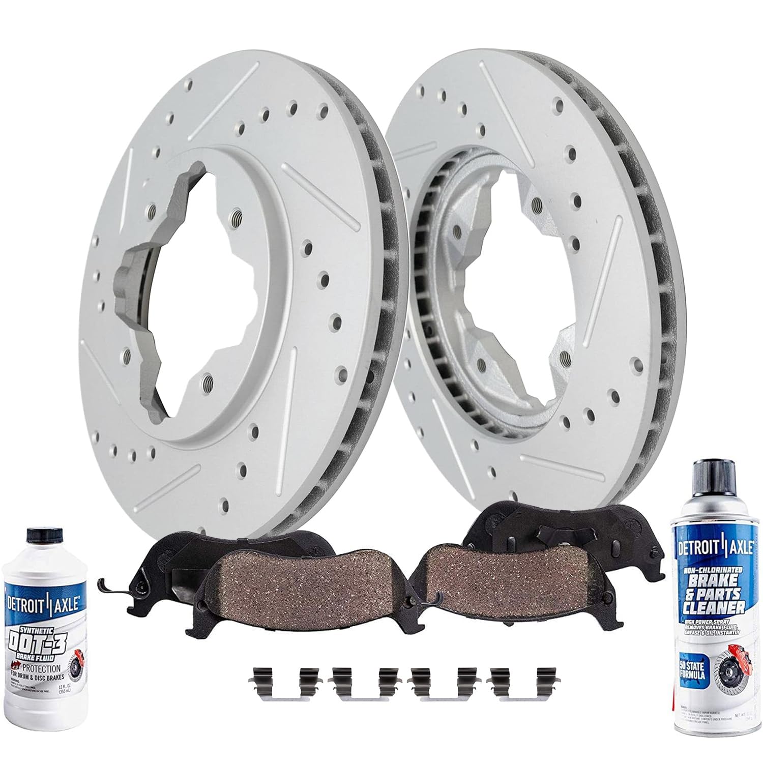 Detroit Axle - Front Brake Kit for 1990-1997 Honda Accord Drilled and Slotted Disc Brake Rotors Ceramic Brakes Pads 1991 1992 19