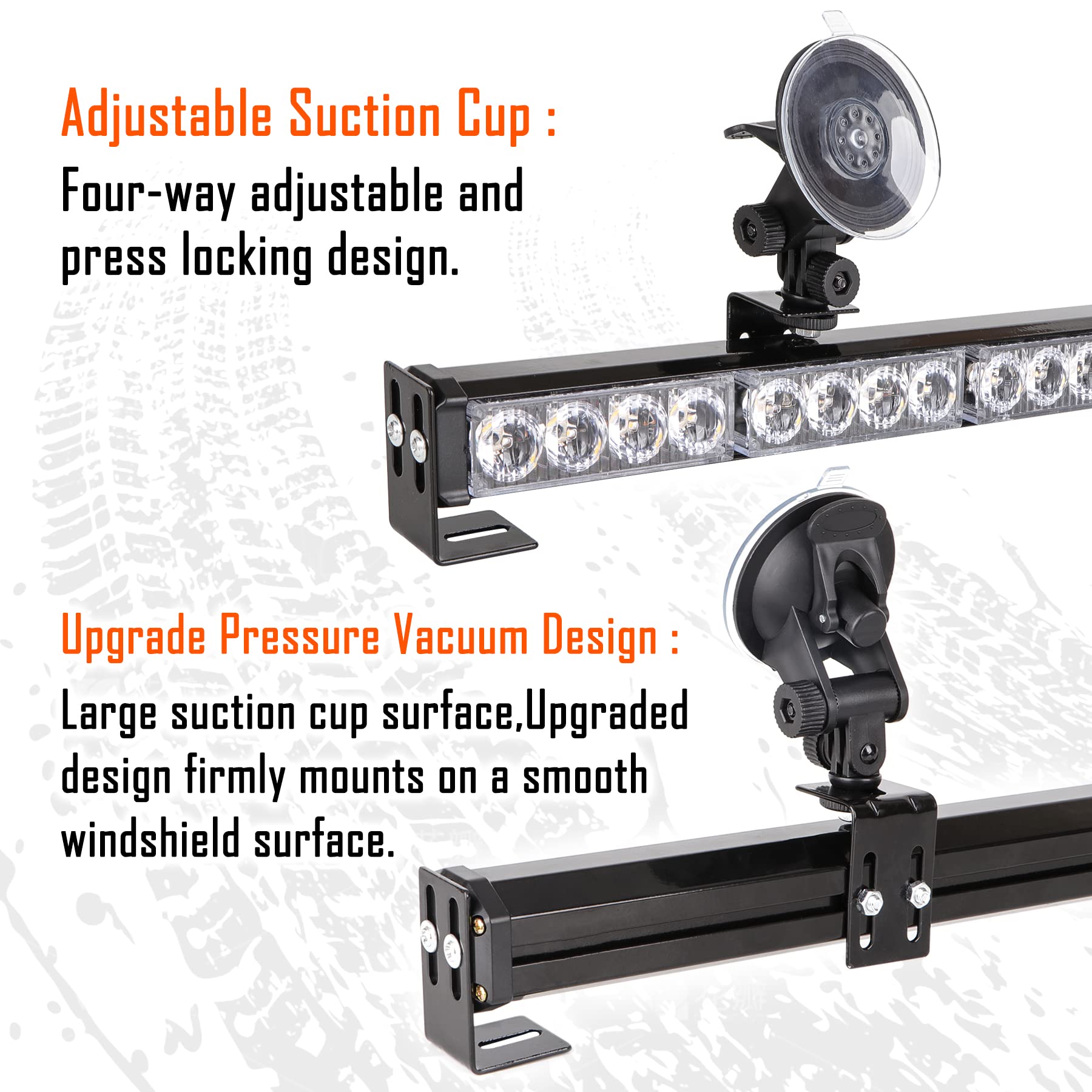 LE-JX Emergency Strobe Light Bar, 36 In, 32 LED, White/Purple, Aluminium Alloy, Model AS52022D8-LJX, Traffic Advisor, Cigar Lighter