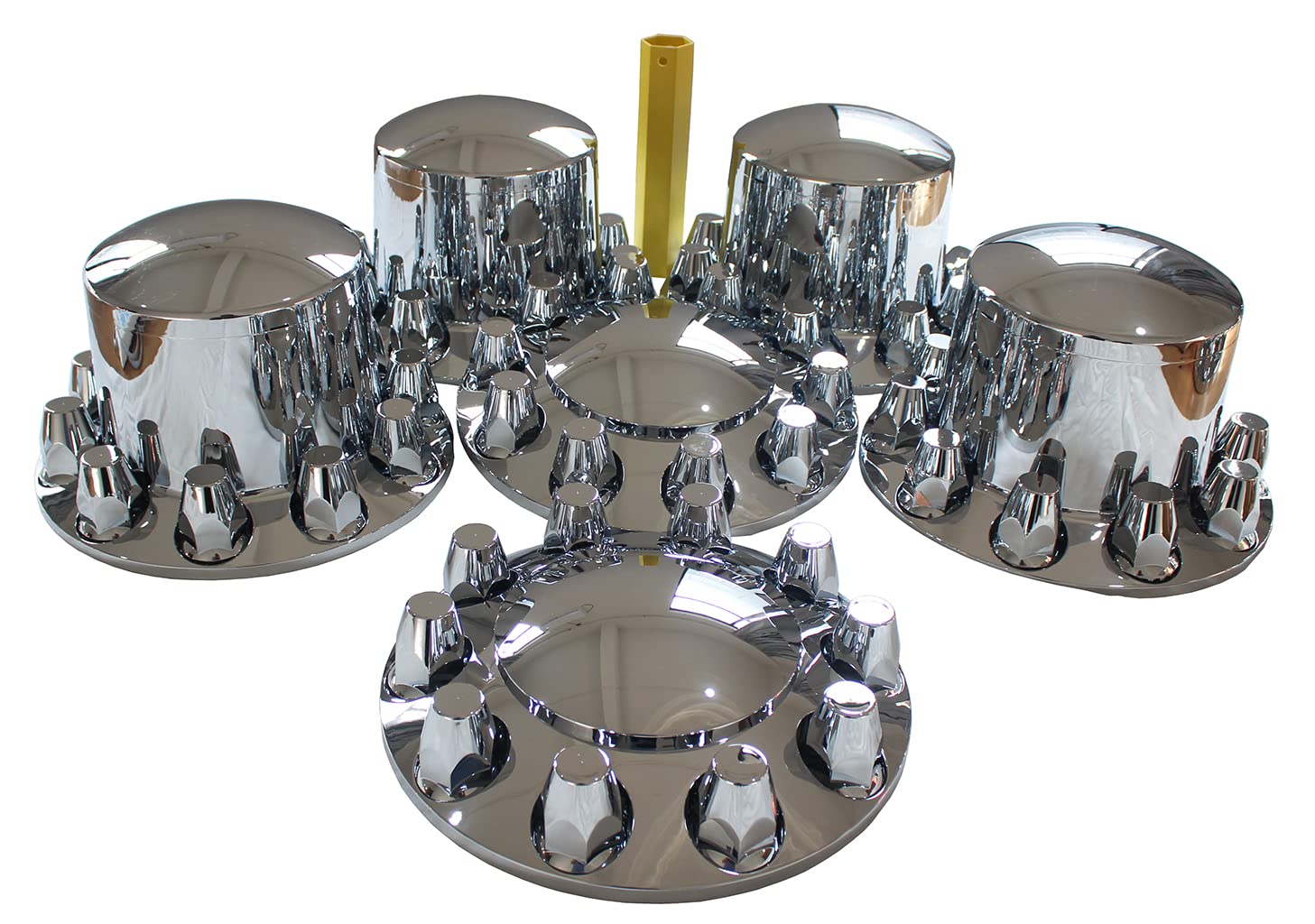JIARU ABS Plastic Chromed Hubcaps Front and Rear Wheel Axle Cover Set with 33mm Thread-On Lug Nut Covers for Semi Trucks (Dome)