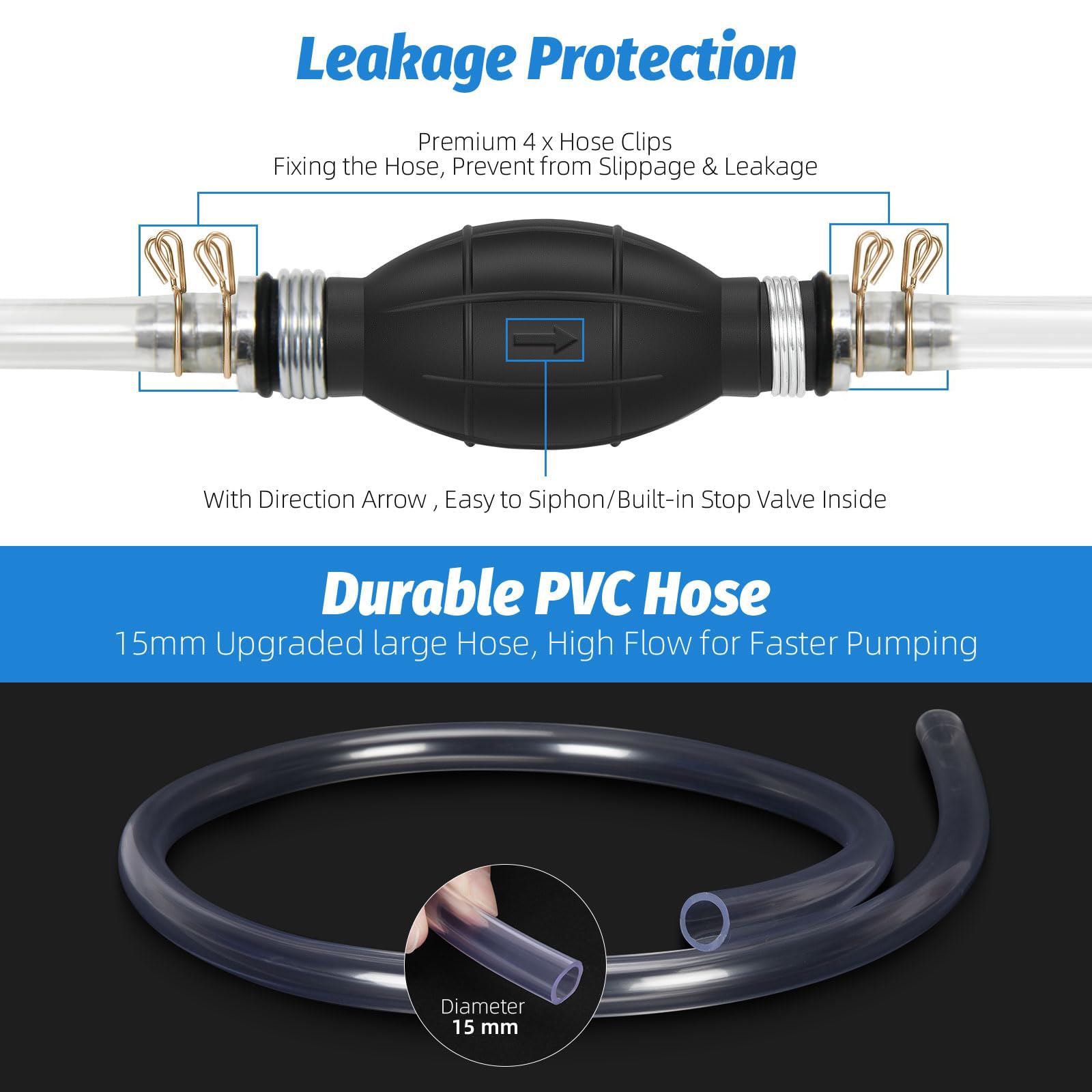Gasoline Siphon Hose, Gas Oil Water Fuel Transfer Siphon Pump, Portable Widely Use Hand Fuel Pump, Fuel Transfer Pump With Pvc H