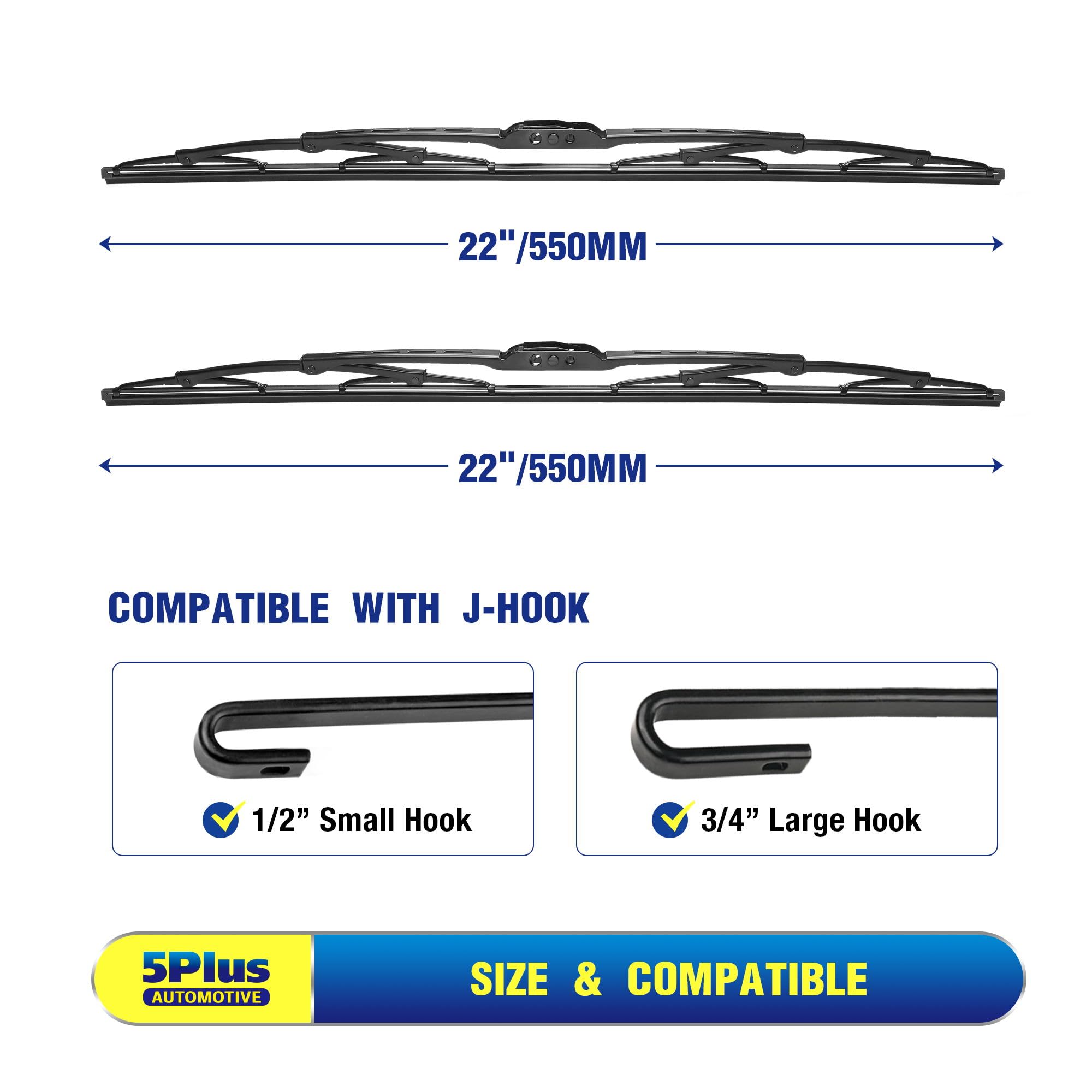 5 Plus 22''+22'' Windshield Wipers Replacement For 2010-2018 Ram 1500/2019-2023 Ram 1500 Classic /2011-2024 Ram 2500/2011-2023 R