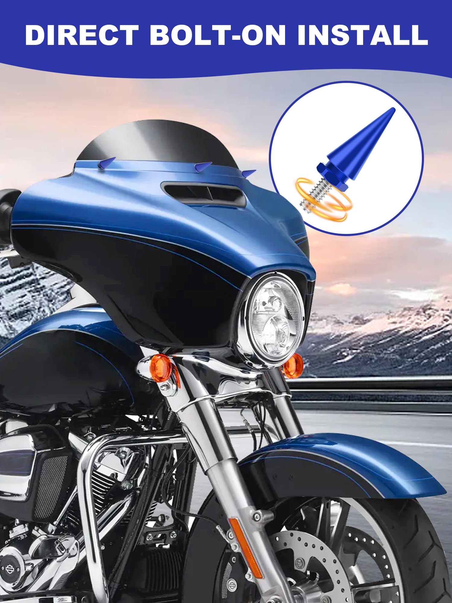 AILMOTO Windshield Bolts Blue, Fairing Screws Compatible for Compatible for Harley Davidson 1996-2013 Street Glide, Electra Glid