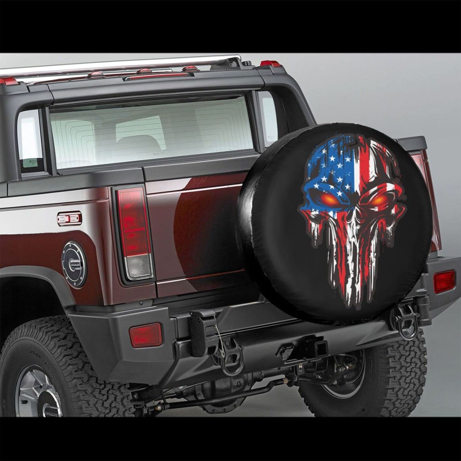 American Flag Skull Patriotic Spare Tire Cover,Universal Wheel Tire Cover For Trailer, Rv, Suv, Truck,Camper And Many Vehicle,We