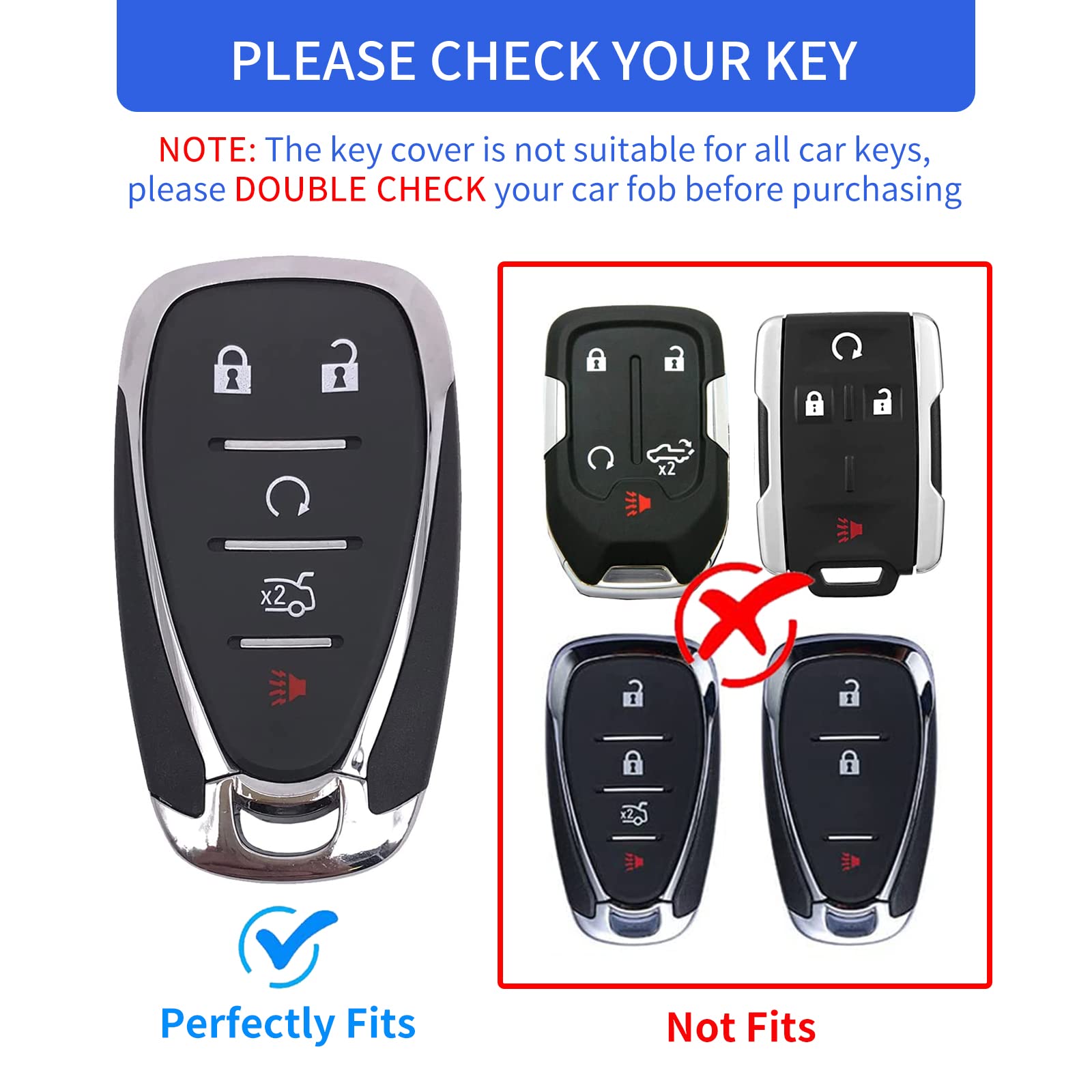Offcurve For Chevy Key Fob Cover Case Full Tpu Protector For 2016 2017 2018 2019 2020 Chevrolet Chevy Malibu Camaro Cruze Traverse Spark Equinox Sonic Volt Bolt Car Accessories (4 Buttons, Black)