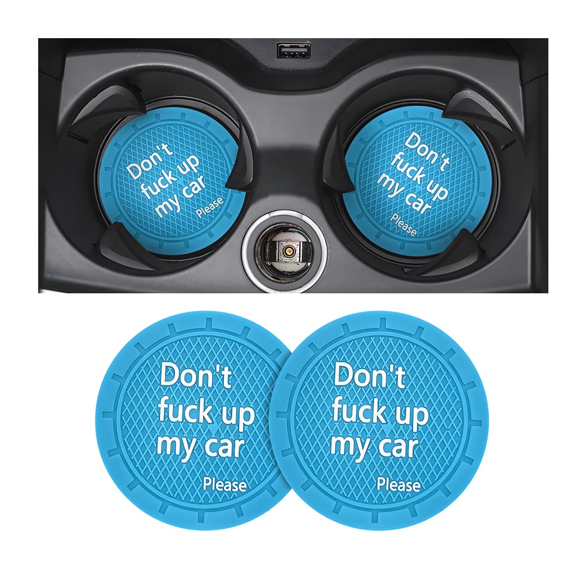 8Sanlione 2 Pack Car Cup Holder Coasters, 2.75 Inch Non-Slip Pvc Insert Cup Coaster, Anti-Scratch Auto Cup Mats For Women Men, V