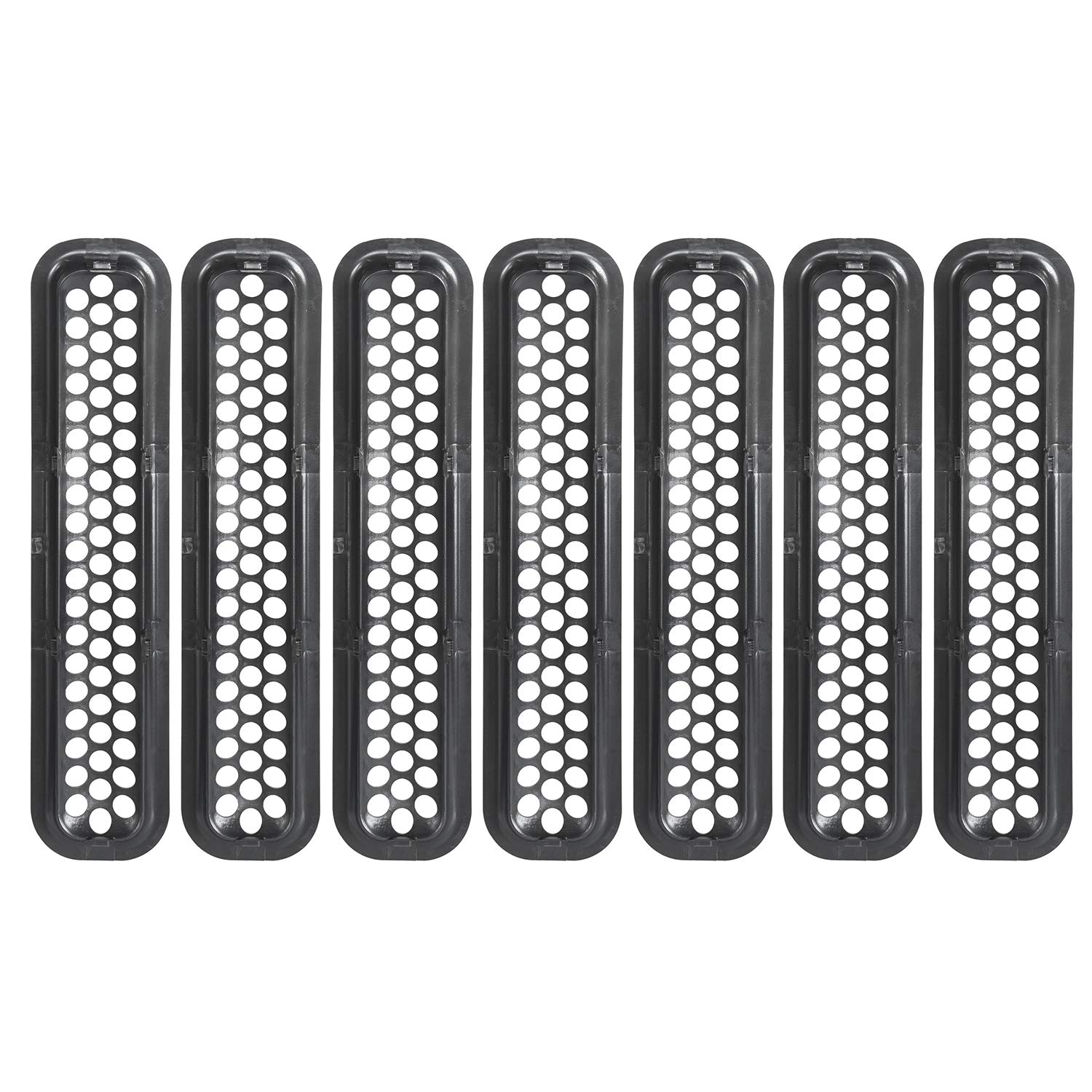 Hooke Road Black Front Grill Mesh Inserts Clip-In Honeycomb Grille Guards For 1997-2006 Jeep Wrangler Tj & Unlimited (Pack Of 7)