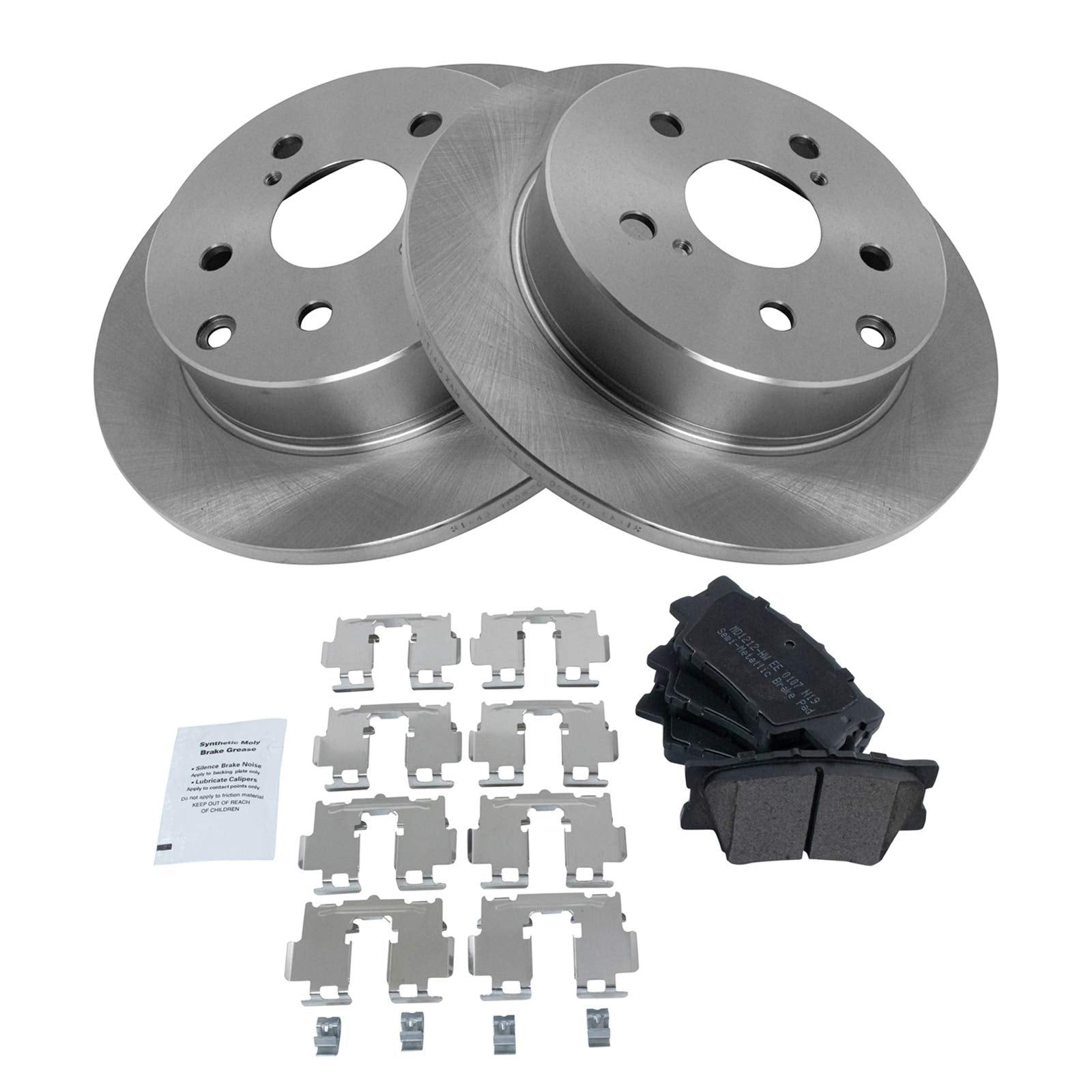Trq Rear Brake Pad & Rotor Kit Brake Pads Brake Rotor Semi-Metallic Compatible With 2010-2012 Lexus Hs250H 2006-2018 Toyota Rav4