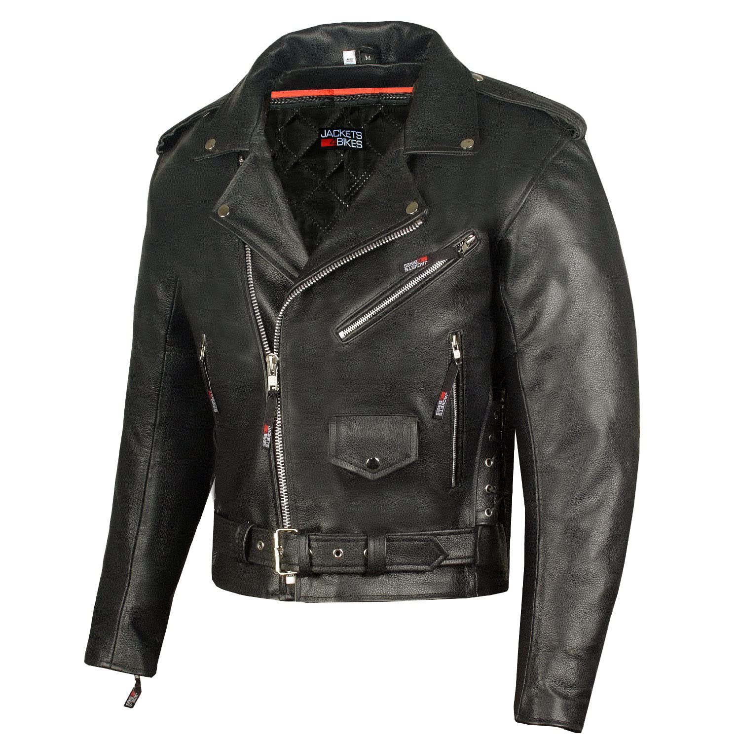 Men'S Iconic Brando Leather Motorcycle Jacket Premium Real Natural Buffalo Biker Jacket - Side Laces Concealed Carry Pockets, All-Season Leather Motorcycle Jacket For Men Black Xl