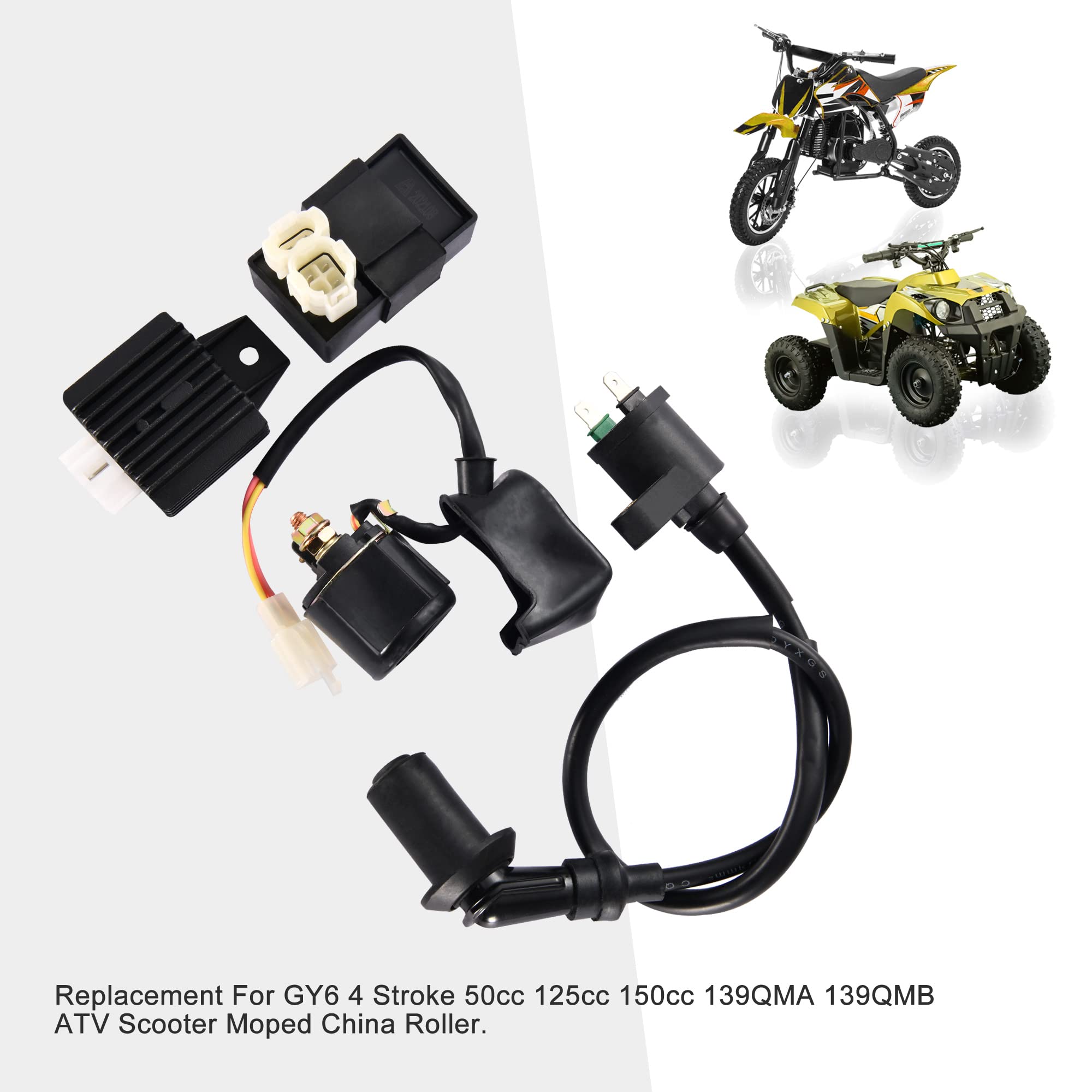 Goofit Ignition Coil Cdi Solenoid Relay Voltage Regulator Kit For Gy6 50Cc 125Cc 150Cc Engine Atv Go Kart Dirt Bike Pit Bike Sco